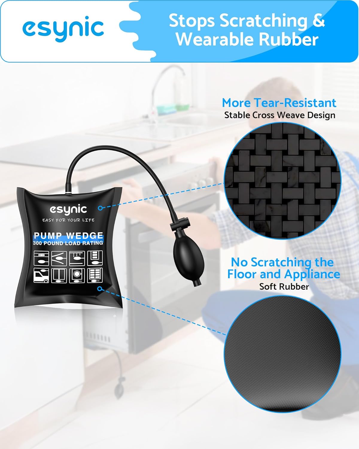 Thumbnail 1 de eSynic Air Wedge Pump Up Bag (inflatable TPU air bags) with plastic wedges for lifting doors and appliances