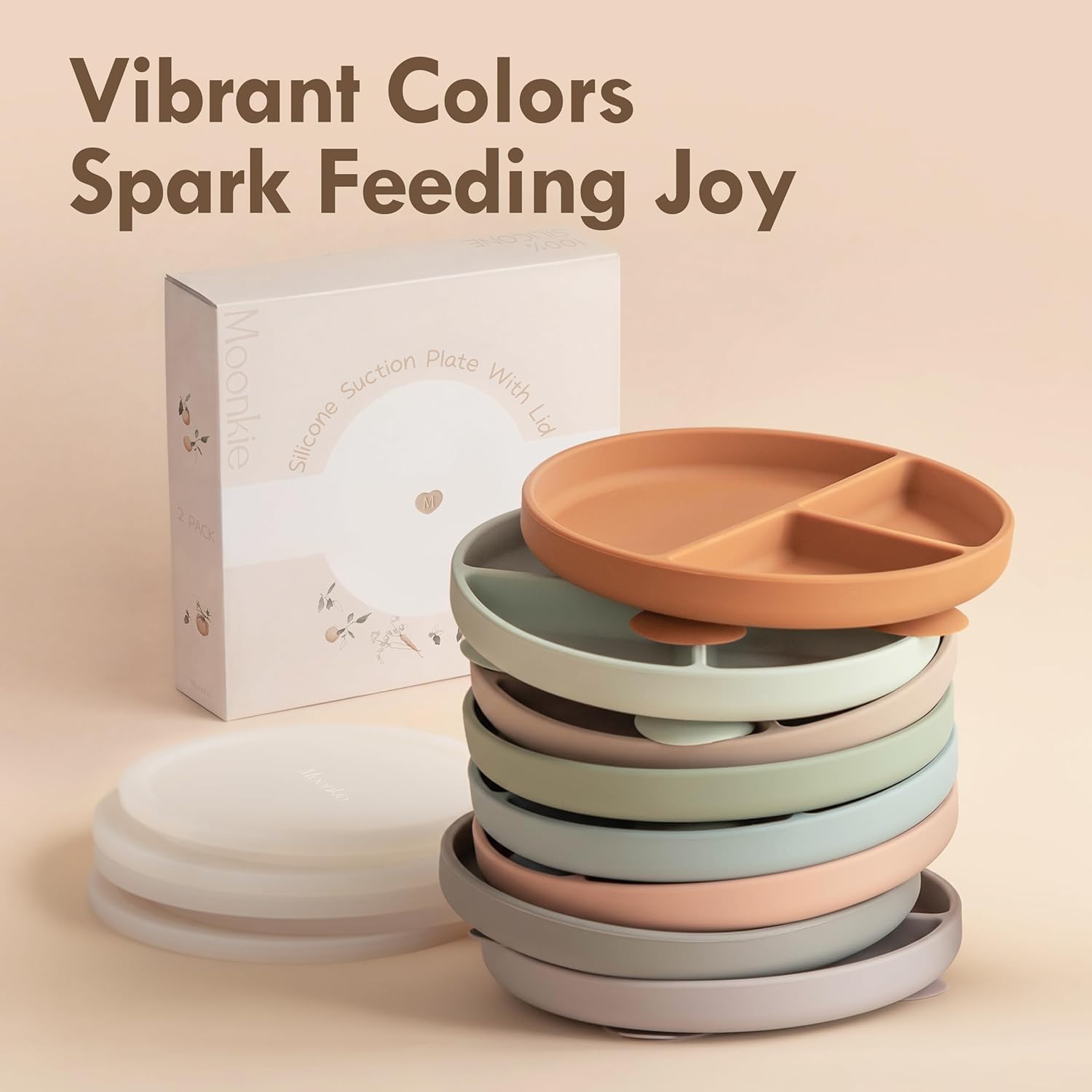 Thumbnail 6 de Moonkie Suction Plate Baby Weaning Set (2-pack) with Silicone Plates, Fork & Spoon – BPA-free Non-slip Divided Toddler Plates