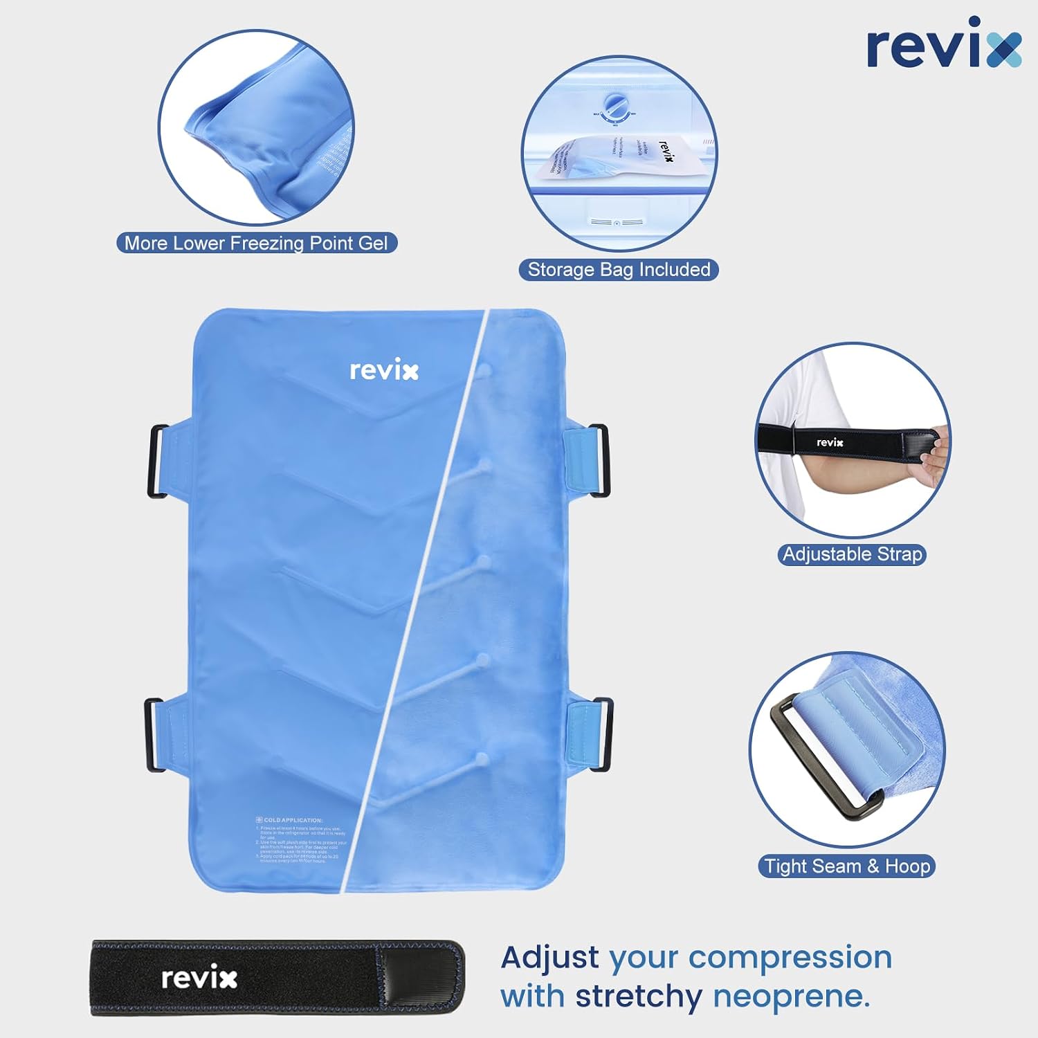 Detalle 1 de REVIX REX119 XXL Full Back Ice Pack Wrap, Flexible 13 x 21-Inch Gel Pack