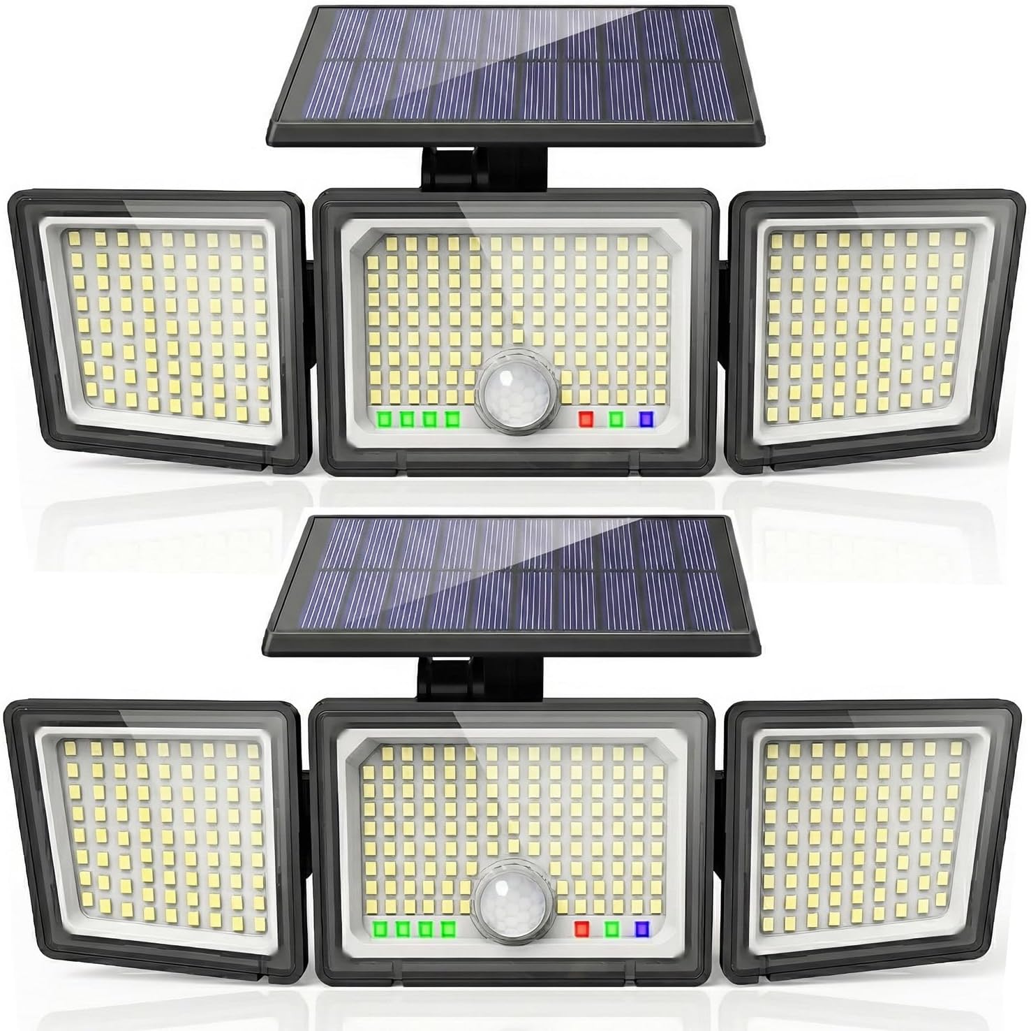 Detalle de CLAONER Solar Lights Outdoor 286 LED Motion Sensor Security Light (3 Heads) with IP65 – 2 Pack