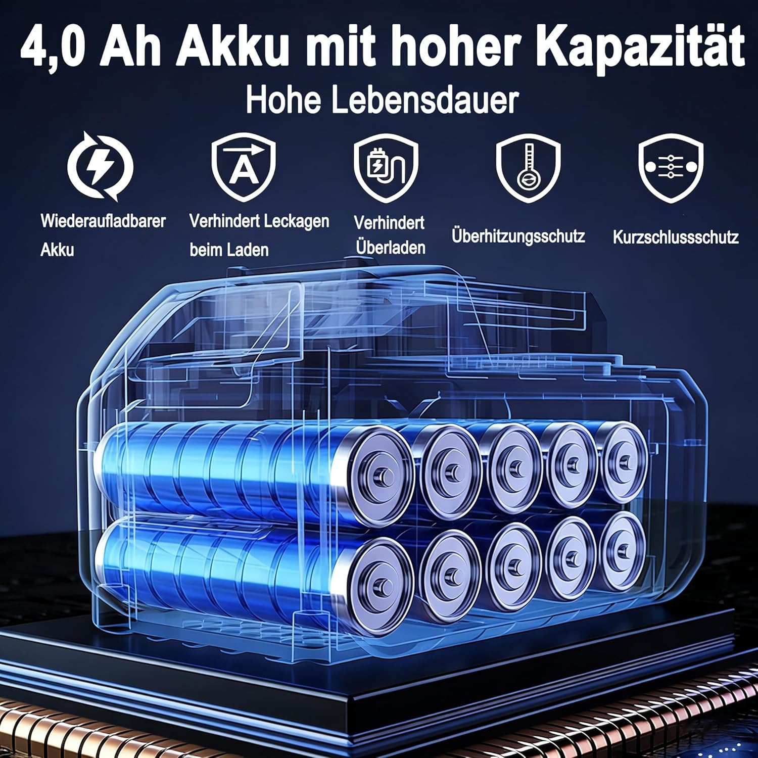Thumbnail 3 de Akku-Rasentrimmer für Makita-Akkus (21 V) mit 2× 4.000 mAh, Ladegerät und 90°-Drehkopf