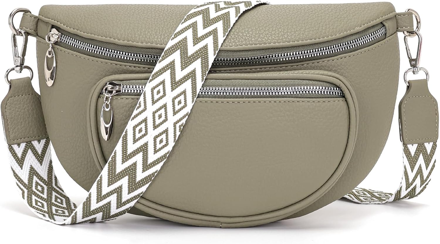 Detalle de Snmoec Bauchtasche Damen/Gürteltasche als Crossbody Bag mit Handytasche – mittelgroß, Grau/Grün