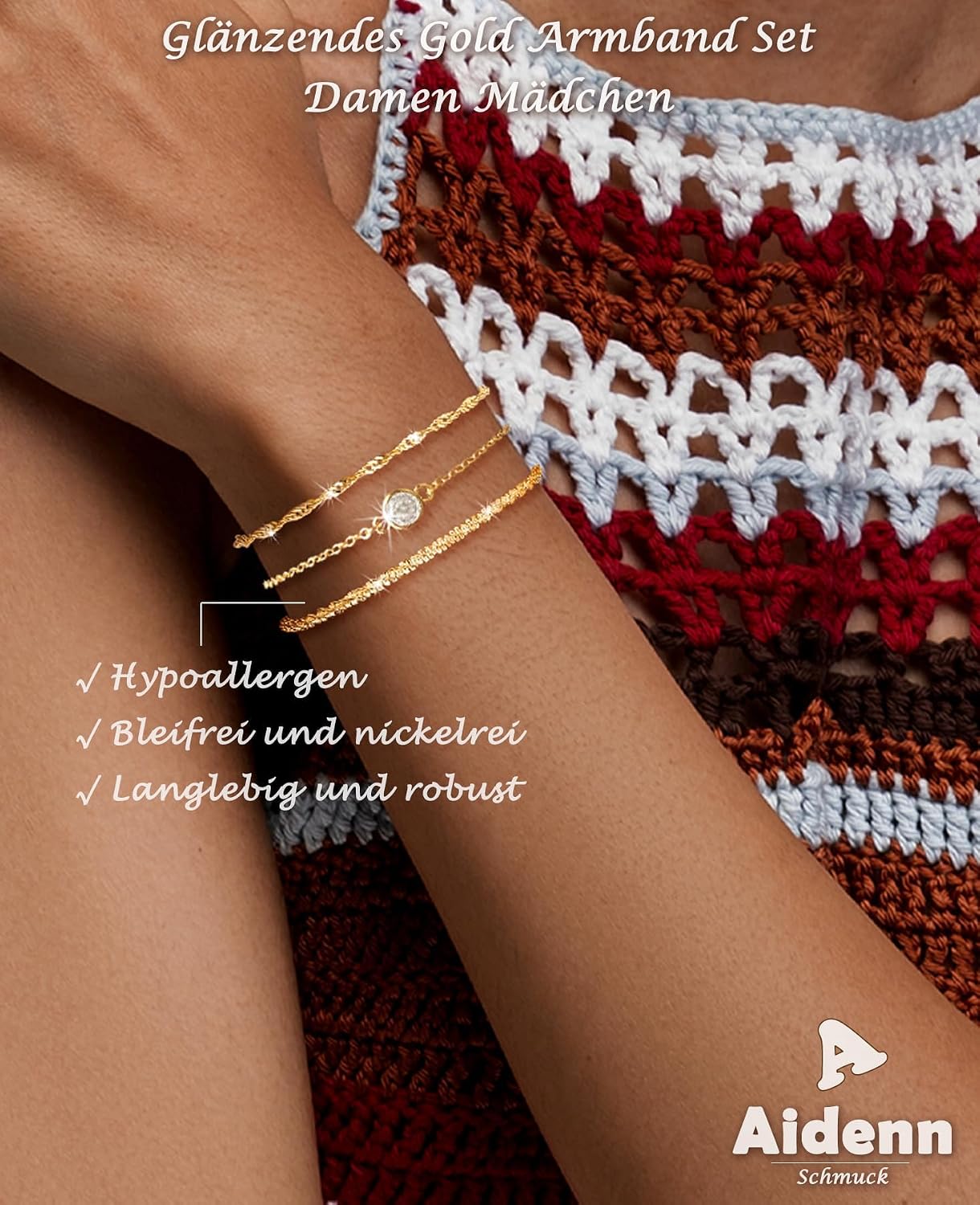 Detalle de Aidenn 925 Sterling Silber Armband Set