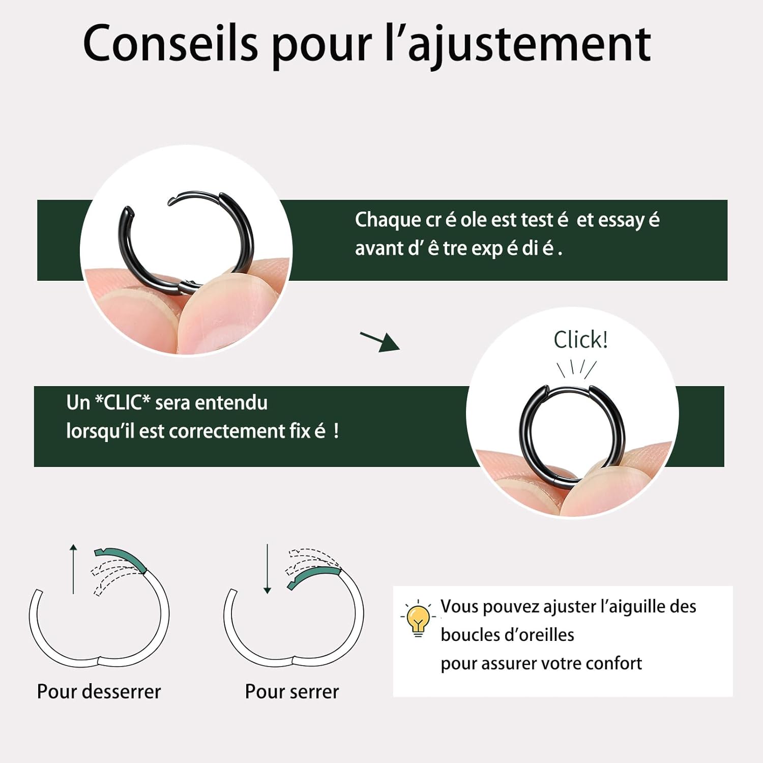 Thumbnail 4 de ChicSilver Petite Créoles Argent 925 Massif – Boucles d’Oreilles Mini Hoop 8–20 mm (Argent / Or / Noir / Or Rose)
