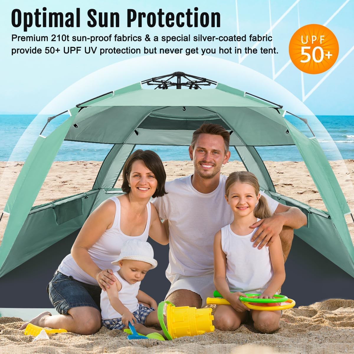 Thumbnail 2 de WhiteFang Deluxe Pop Up Beach Tent: UV-Protection Shelter for 3–6 People