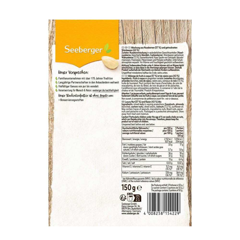Thumbnail 1 de Seeberger Studentenfutter 5er Pack (5 x 150 g) – klassische Nuss-Frucht-Mischung mit Rosinen