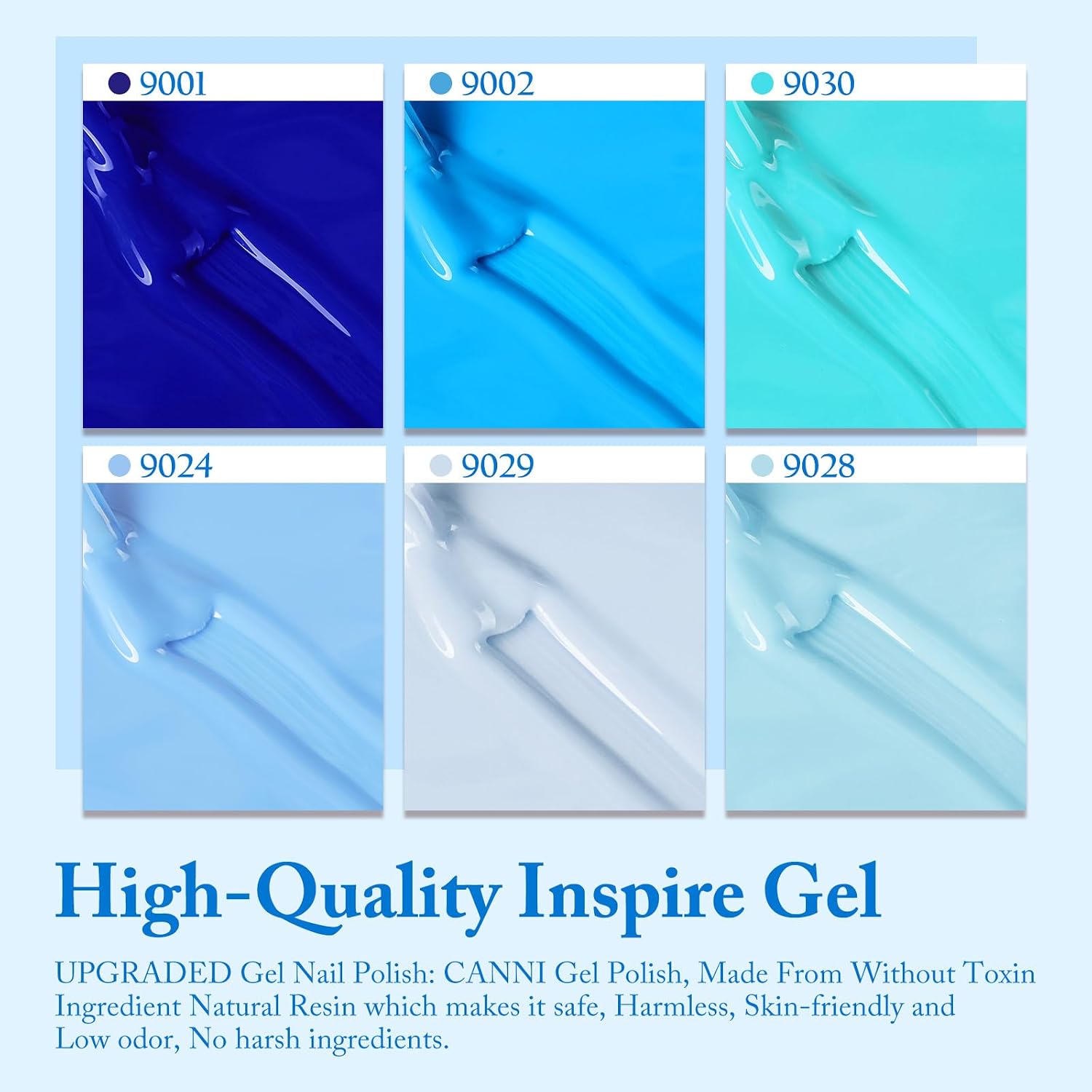 Thumbnail 5 de CANNI CANNI-9ml-6pcs Set Gel Nail Polish, 6 Blue Shades for UV/LED