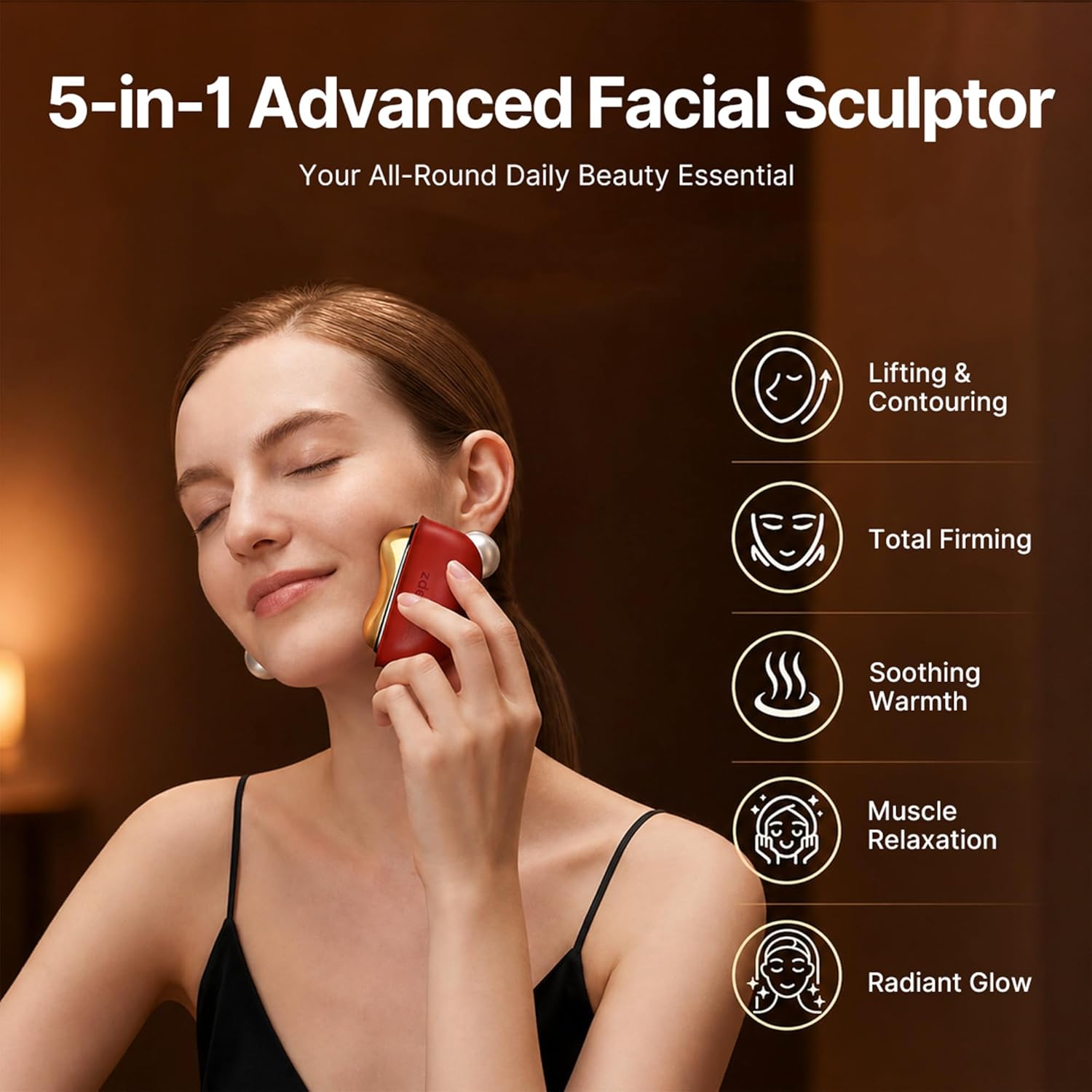 Detalle 2 de ZDEER Face Massager with Red Light Therapy (Electric Gua Sha Sculptor Tool) for Face & Neck