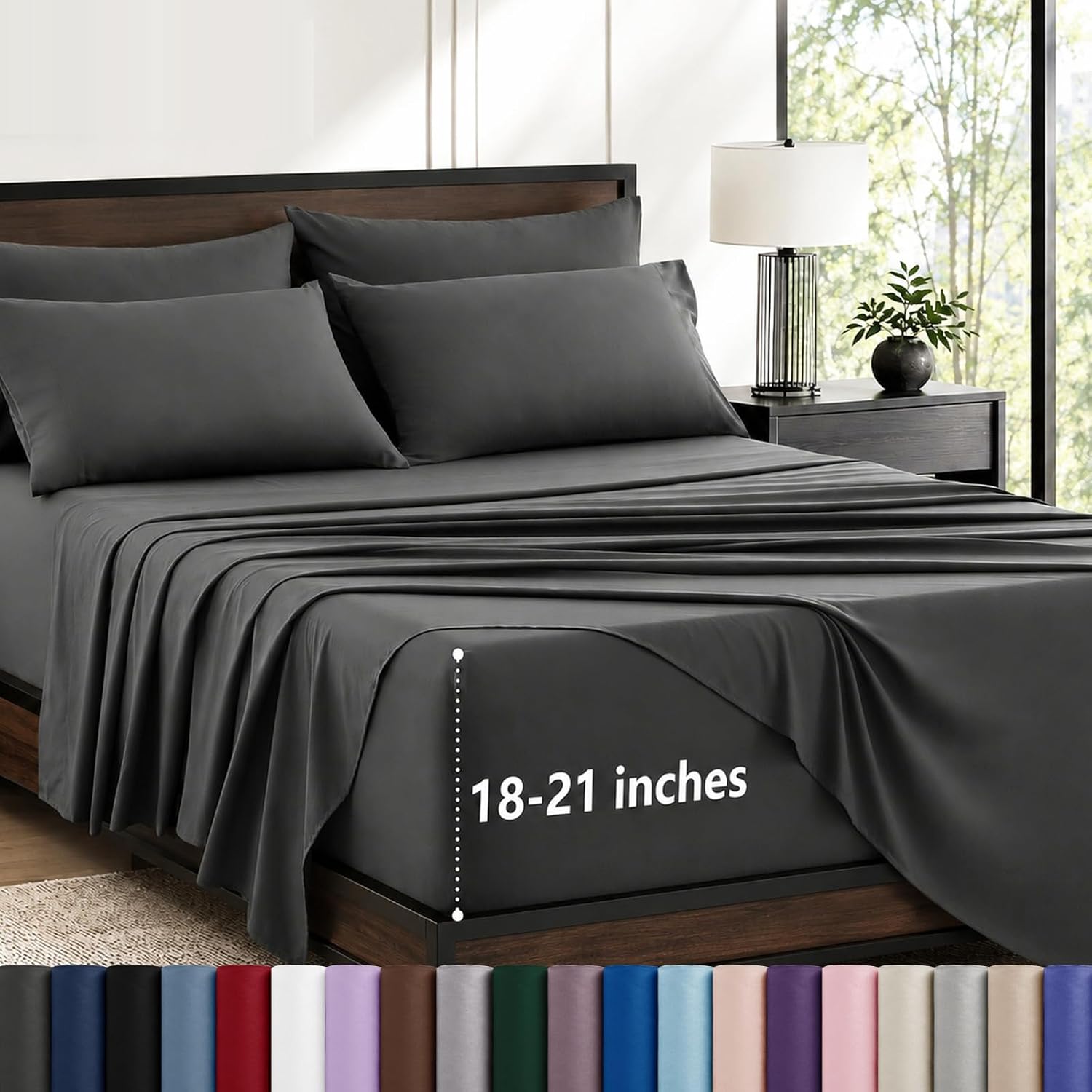 Detalle de CozyLux King Sheet Set, 21-Inch Deep Pocket