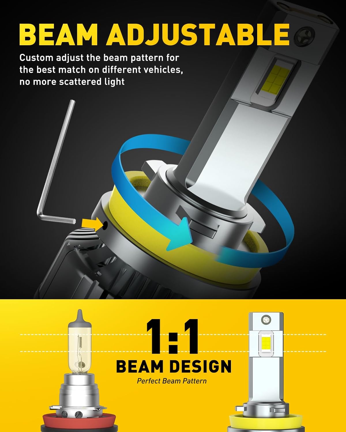 Thumbnail 2 de AUXITO H11 LED Bulbs (H8/H9) — 6500K Cool White, Plug and Play, Pack of 2