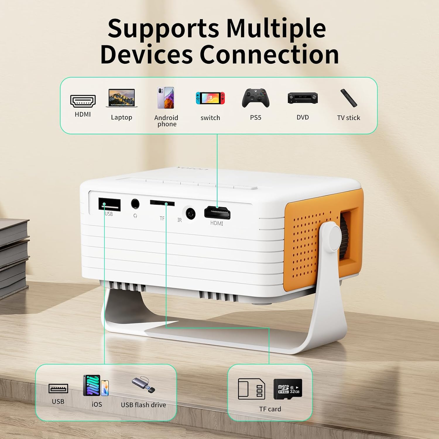 Thumbnail 4 de Yoton Y3 Mini Projector 2026: Portable 720p, 360° Rotation and Auto Keystone for Cozy Rooms