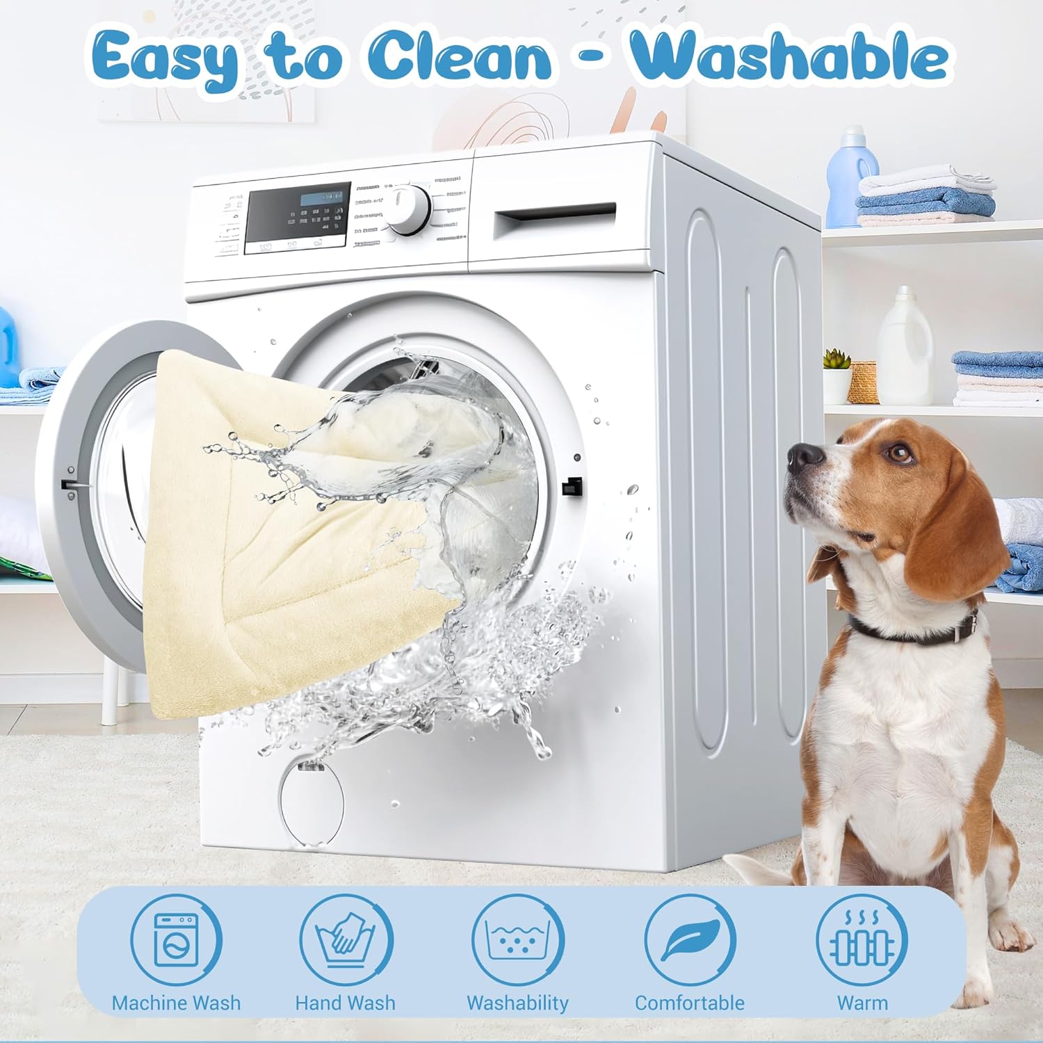 Detalle 2 de Baodan Large Washable Plush Dog Bed (90x60 cm) – Soft, Warm and Easy-Care Mat for Medium to Large Dogs