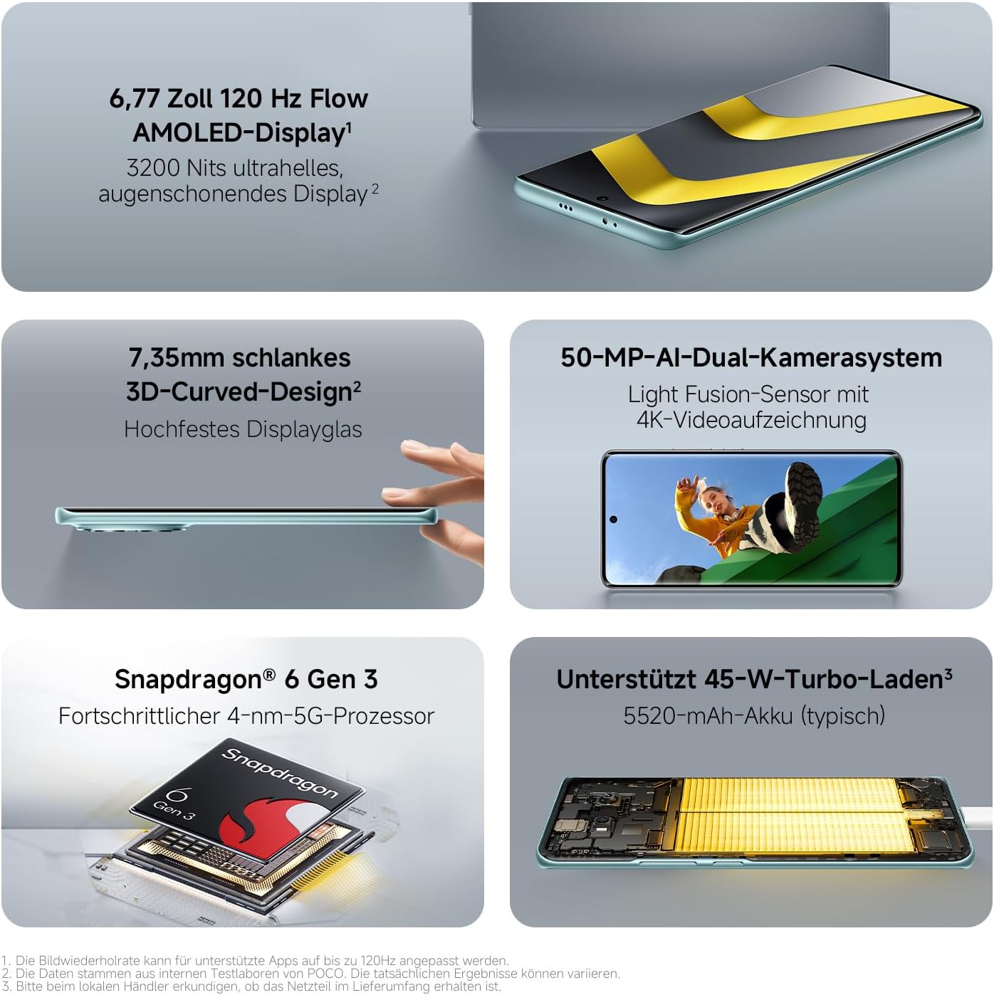 Thumbnail 1 de Xiaomi POCO M8 5G – 8 GB RAM / 256 GB, 6,77" 120 Hz Flow AMOLED, Snapdragon 6 Gen 3, 50 MP KI-Dual-Kamera (Grün)