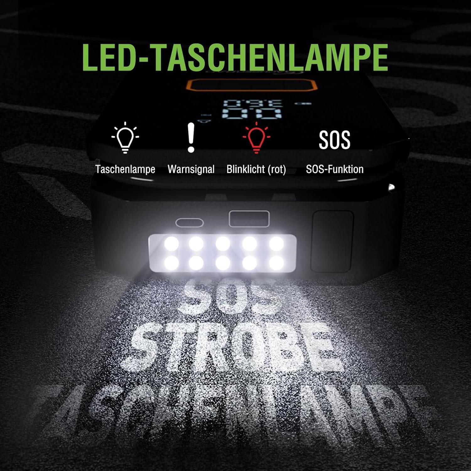 Thumbnail 4 de SachsenRAD Starthilfe Powerbank für PKW mit 12V Luftkompressor (bis 150 PSI) und 1.200A Jump Starter