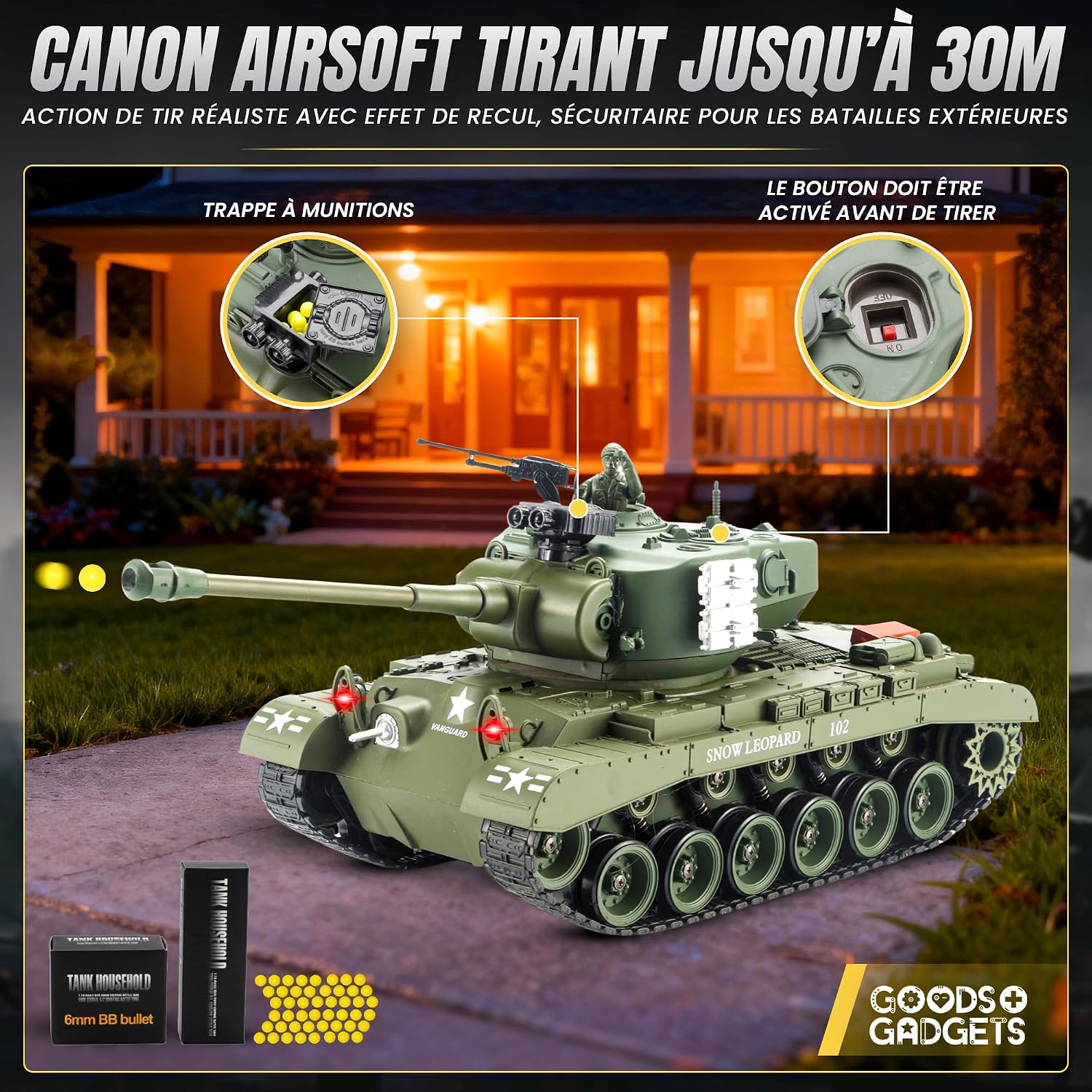 Detalle de Goods+Gadgets Tiger I RC 2,4 GHz 1:16 RTR (tir, son et lumières) – Pershing Snow Leopard