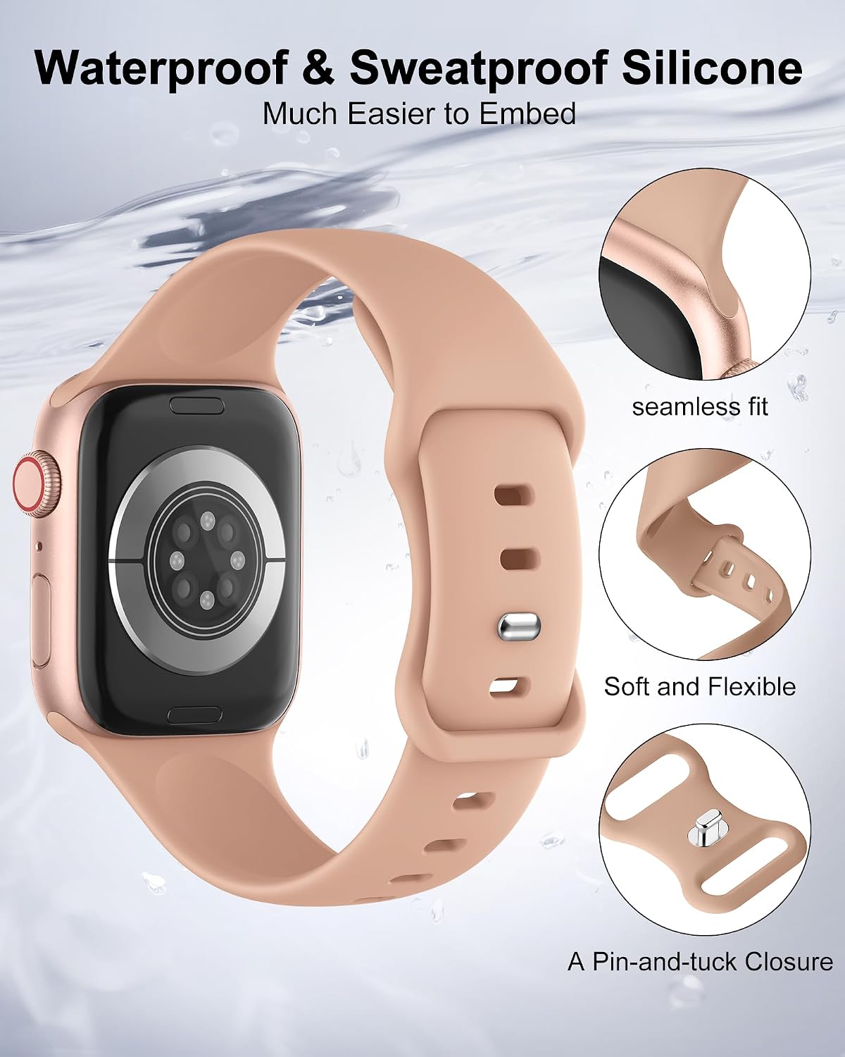 Detalle de DigiHero Sport Strap for Apple Watch – Soft Silicone Band (38–49mm)