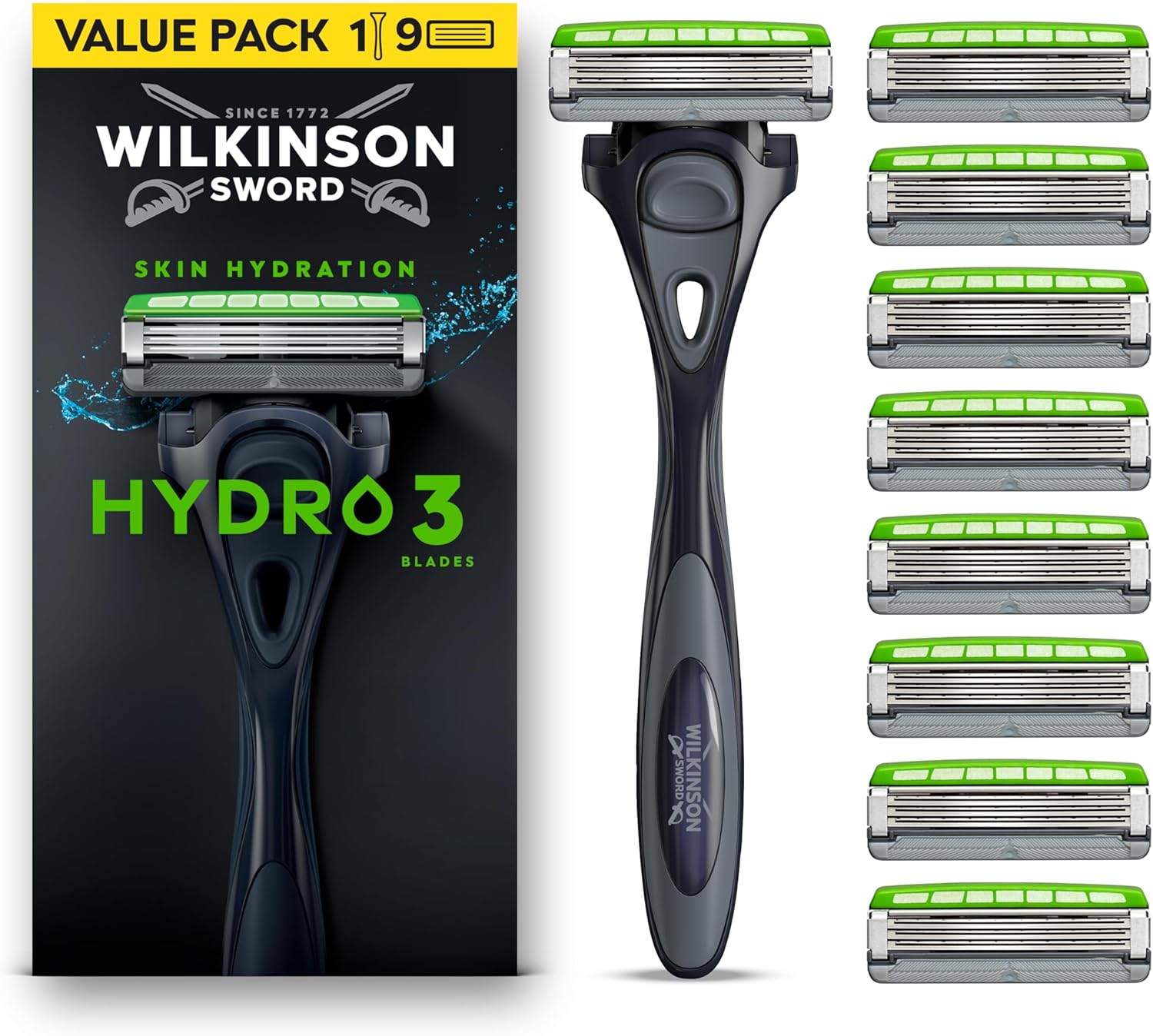 Detalle de Wilkinson Sword Hydro 3 – pack économique avec 9 recharges et tête compacte