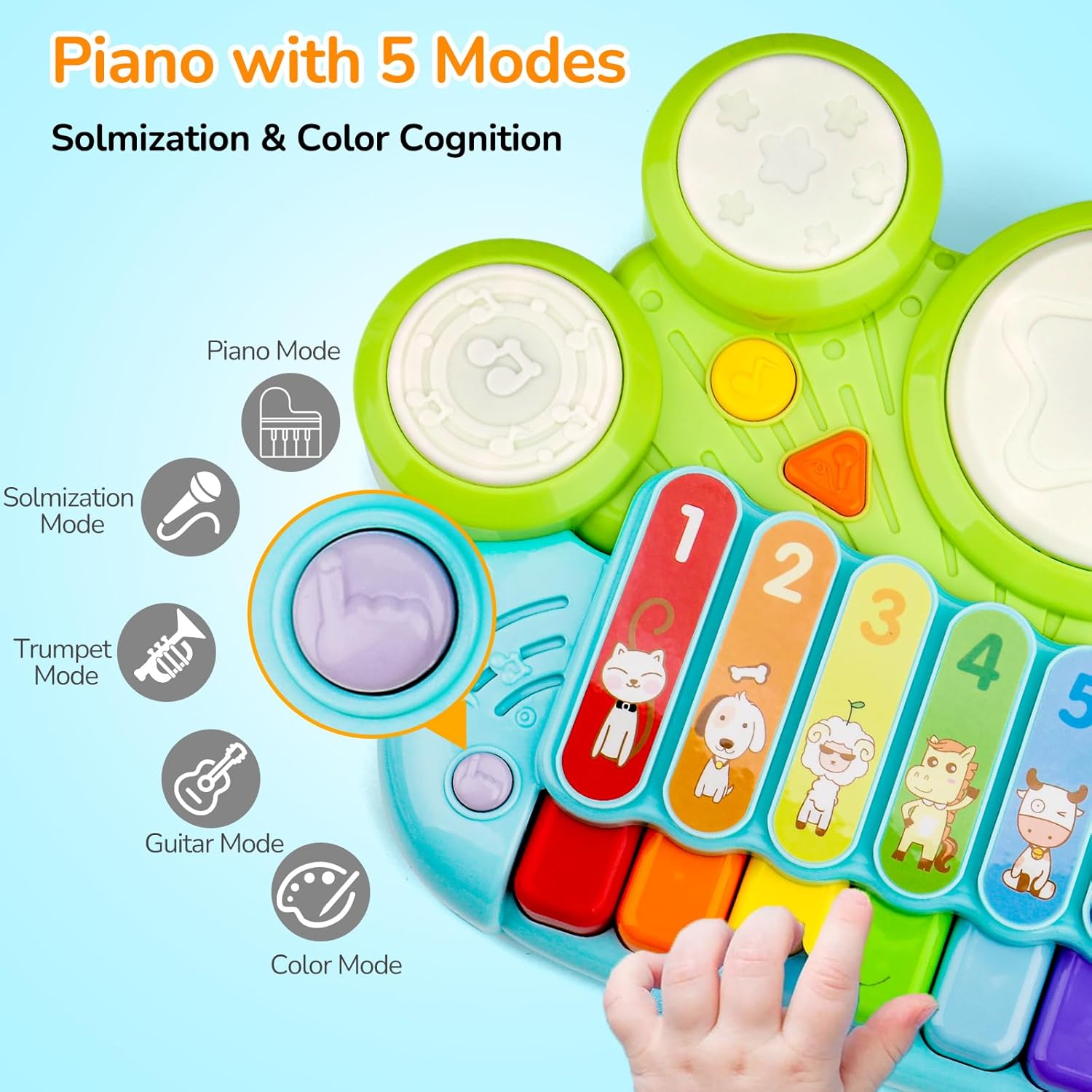Thumbnail 5 de Baby Piano Drum Set for Toddlers 1-3: A 3-in-1 Music Table for Playful Learning