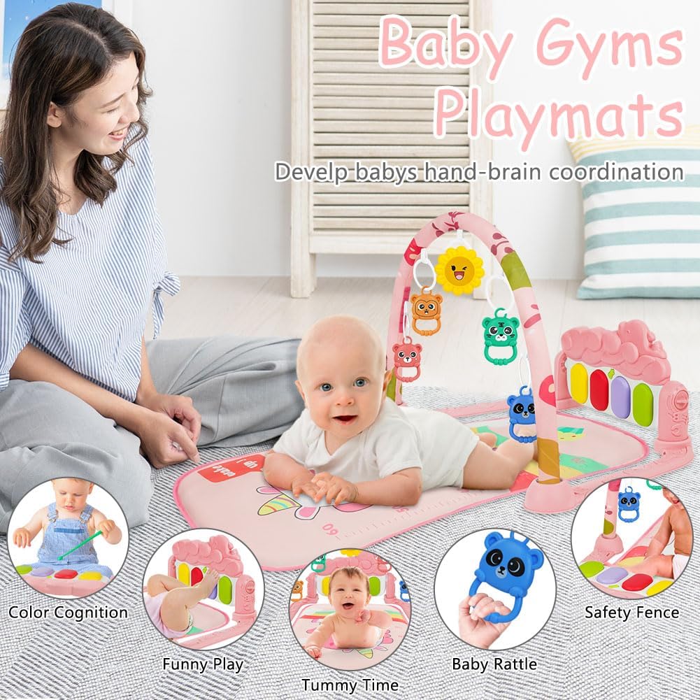Detalle de AOMIG Baby Play Mat Baby Piano Gym with Music and Lights (detachable activity toys)