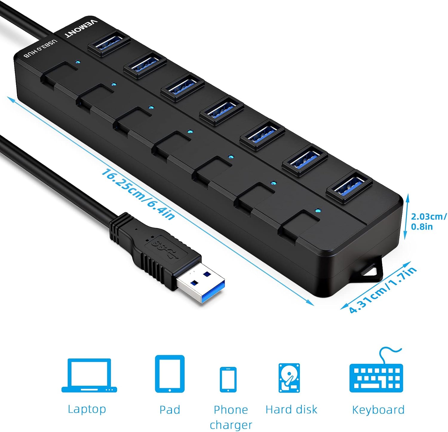 Thumbnail 6 de VEMONT 7-Port USB 3.0 Hub