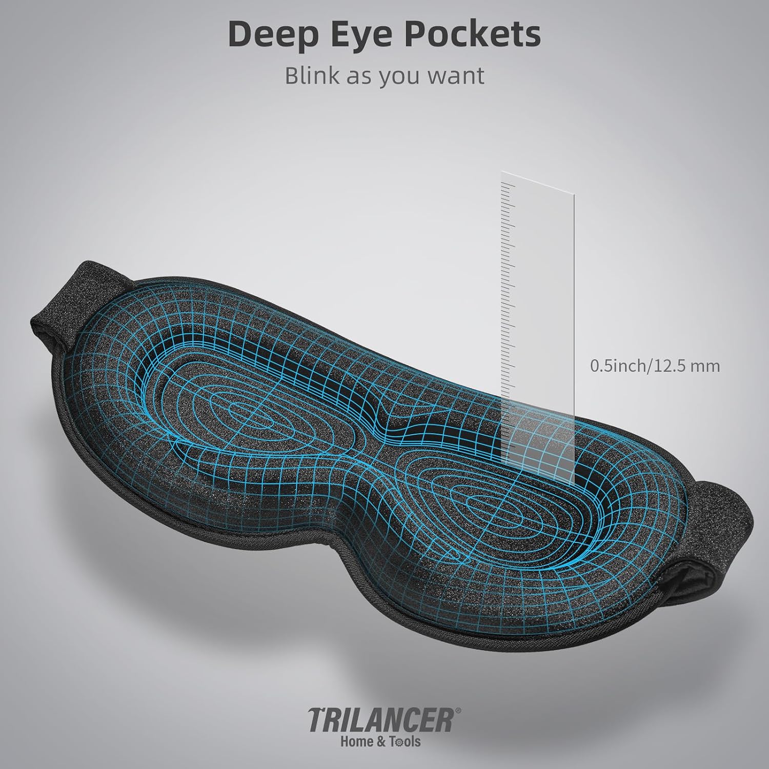 Detalle 2 de Trilancer 2026 3D Sleep Mask (99.99% light blocking) – Blackout eye mask for side sleepers, travel & meditation