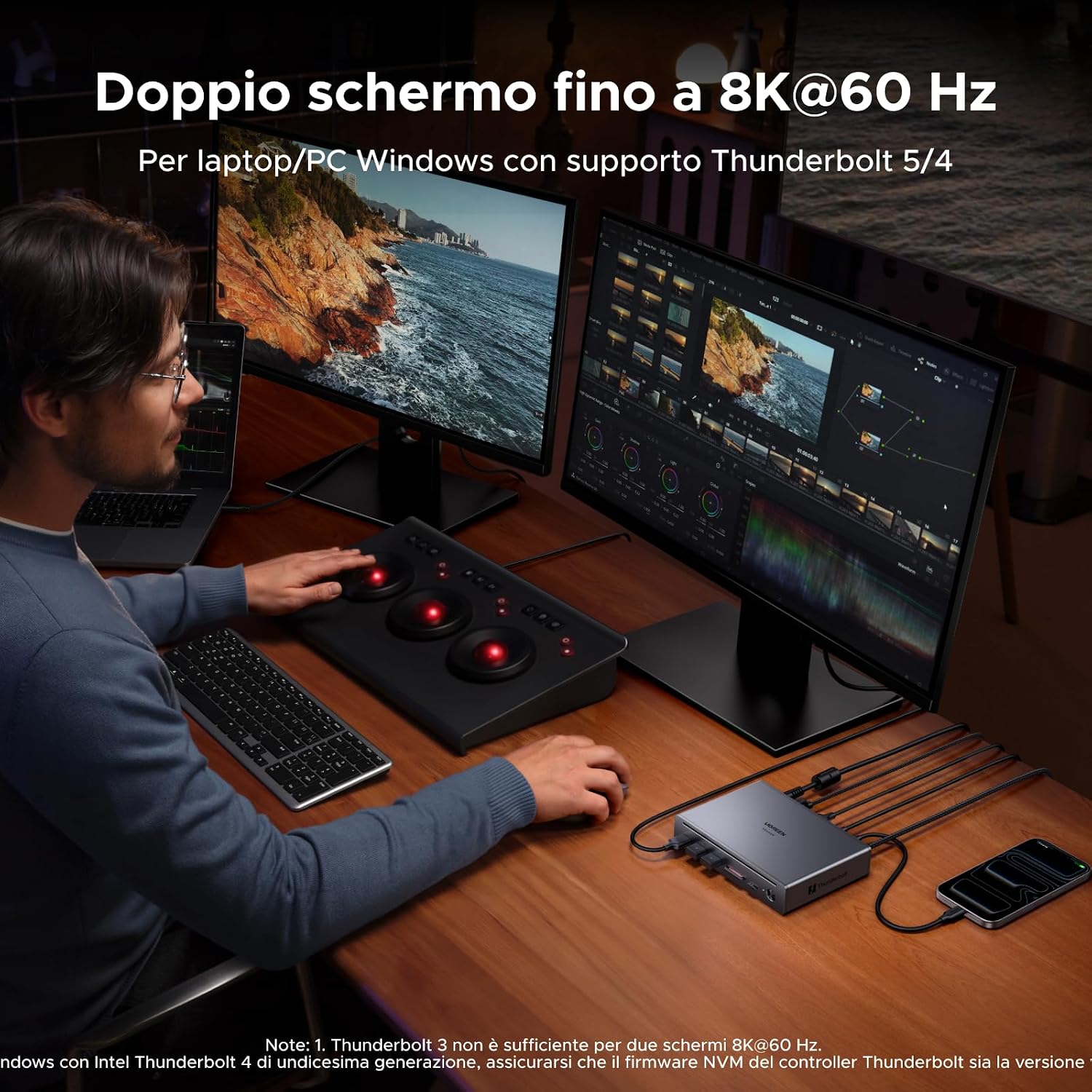 Thumbnail 4 de UGREEN Maxidok Thunderbolt 5 Docking Station Revodok 10 in 1 con 2×TB5 120Gbps, DisplayPort 8K60 e RJ45 Gigabit