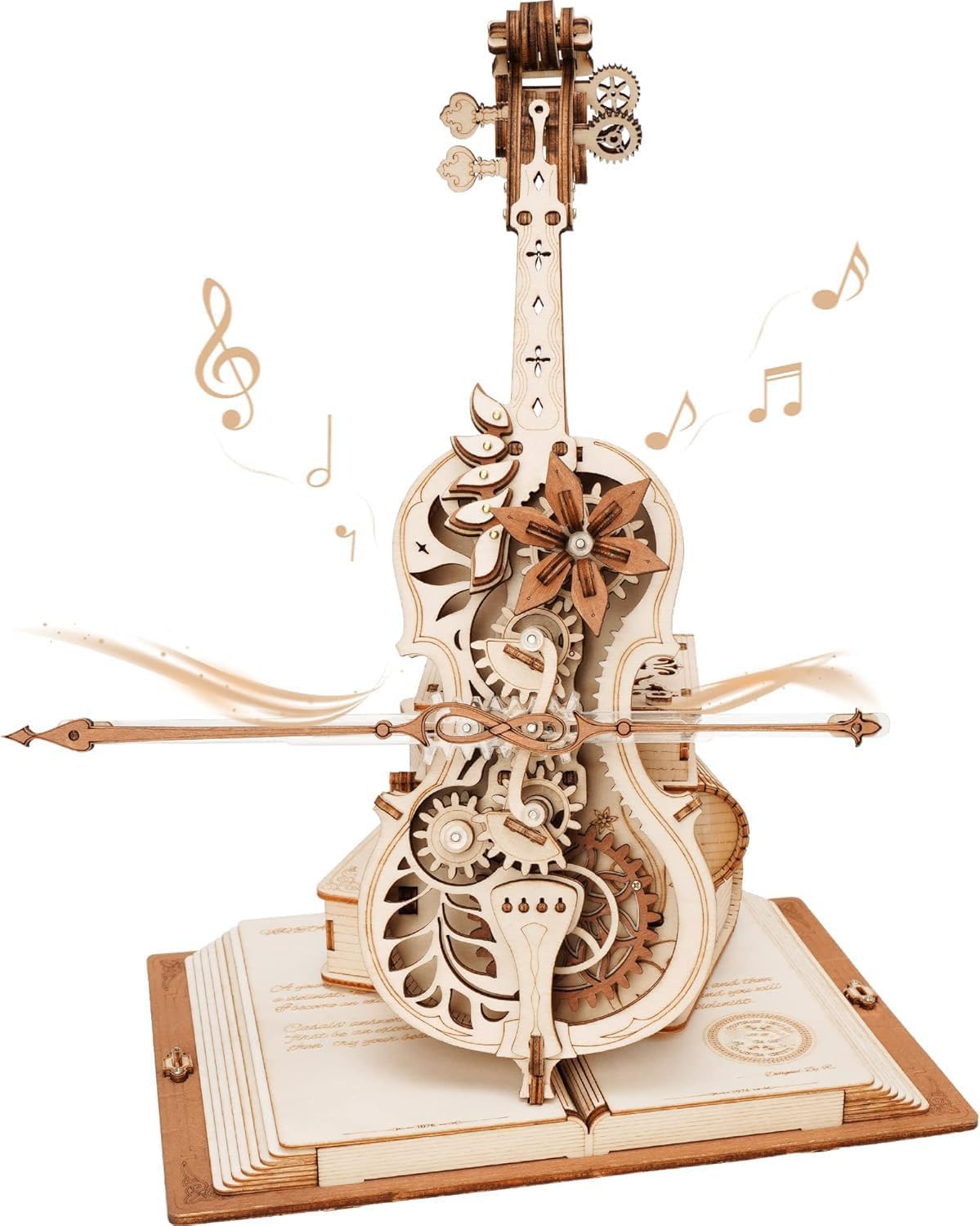 Detalle de ROBOTIME Cello Magique AMK63ROBOTIME 3D-houten muziekdoos met tandwielen