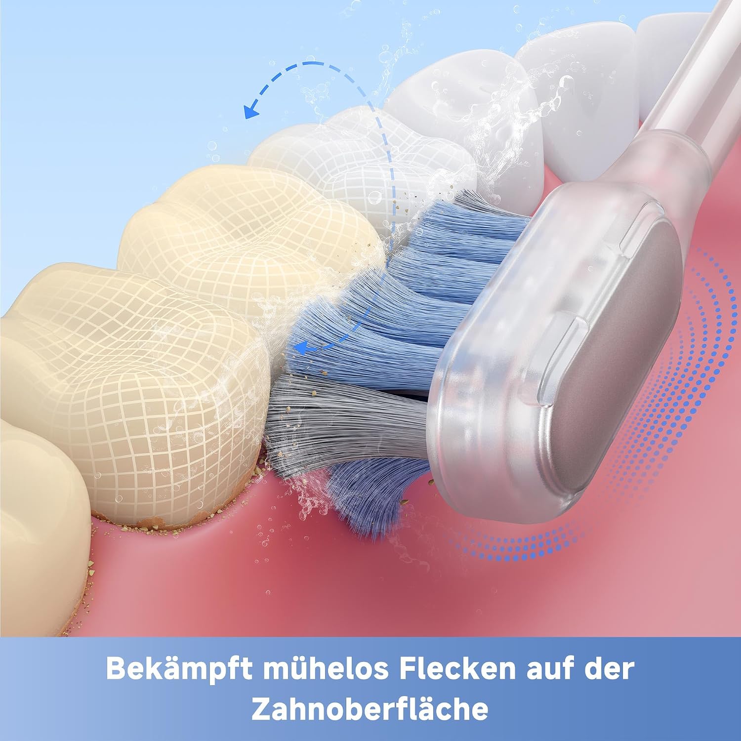 Detalle 2 de Mova Fresh SweepDrive™ – Elektrische Zahnbürste, Schwarz, Typ-C Laden, 3-in-1 Bürstenkopf