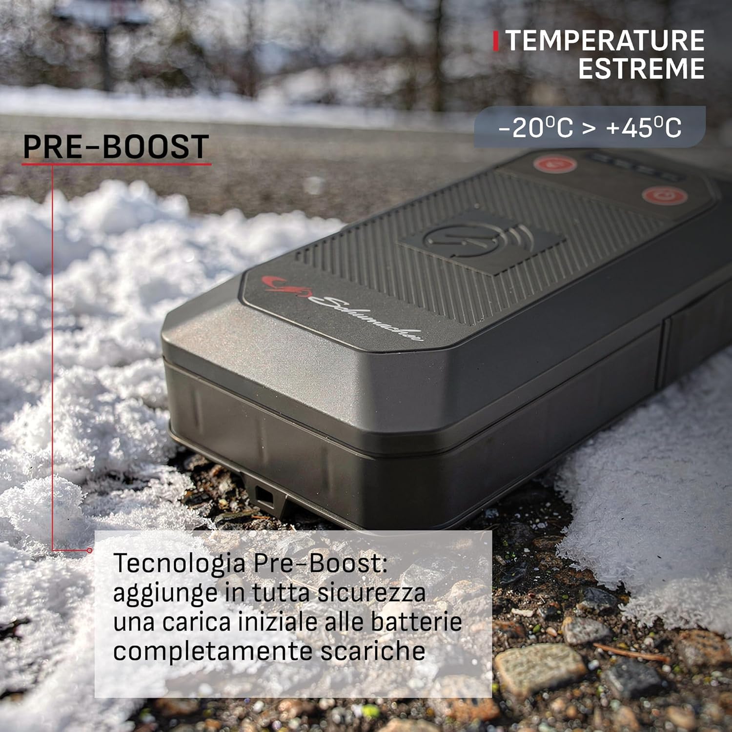 Detalle de Schumacher Compact SBX505: Avviatore Auto 1500A 12V con Booster Li‑Ion e Morsetti Sicuri