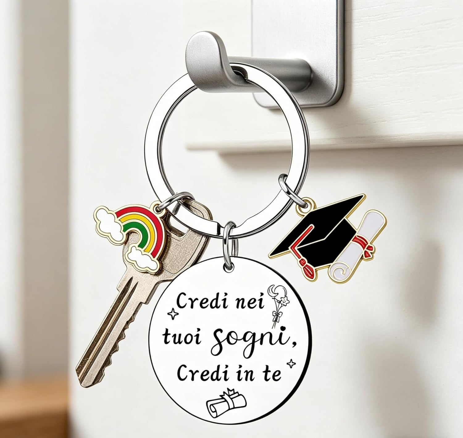 Thumbnail 3 de Portachiavi per la laurea ZYMGUO con incisione di incoraggiamento per lei e lui