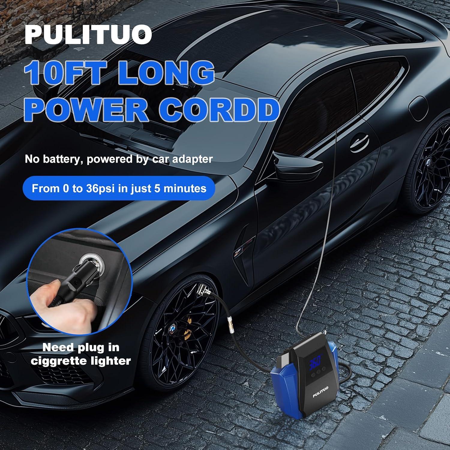 Thumbnail 3 de PULITUO Tire Inflator Portable Air Compressor 150PSI