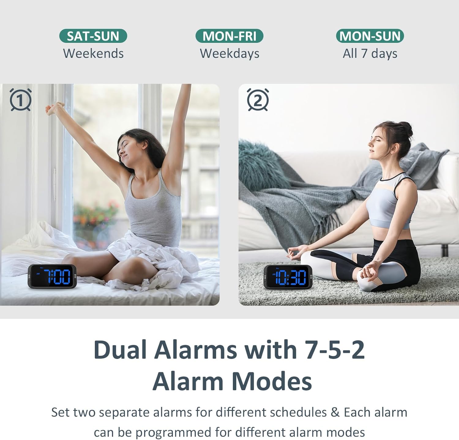 Thumbnail 2 de Odokee Digital Dual Alarm Clock for Bedroom