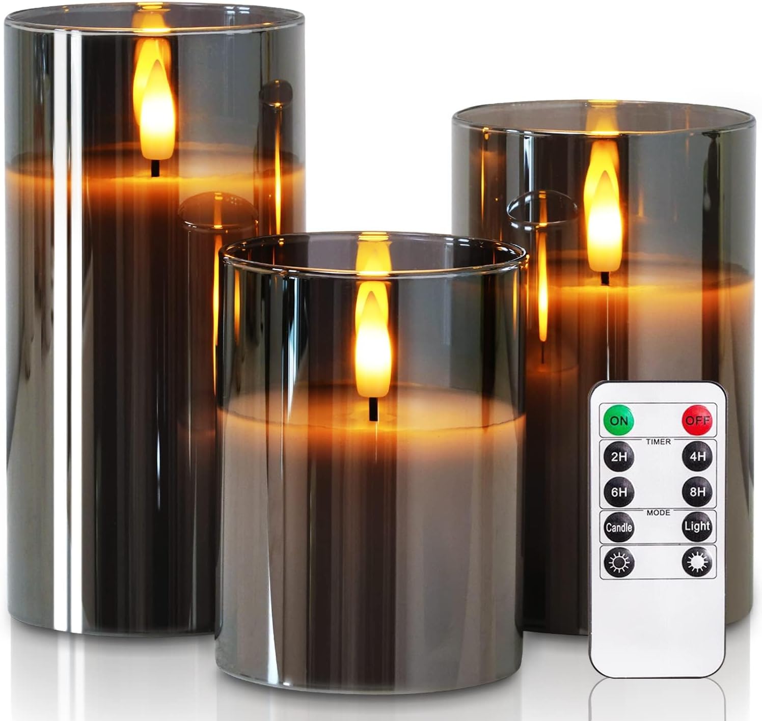 Detalle de Homemory LED pillar candles, 3 pack