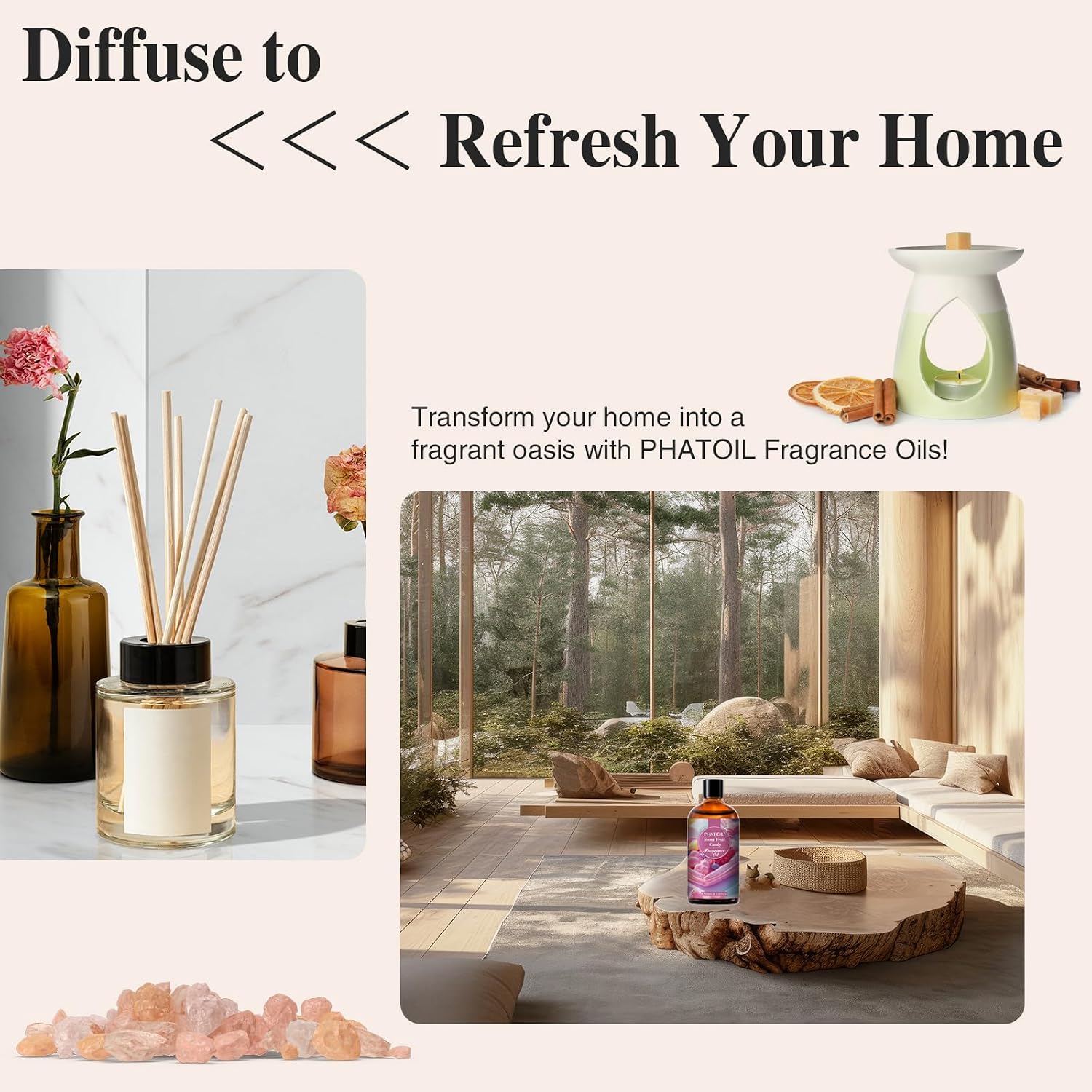 Detalle de PHATOIL Sweet Fruit Candy Fragrance Oil 100ml — Long-Lasting Diffuser Oil for Aromatherapy, Candles, Soaps, and DIY Projects
