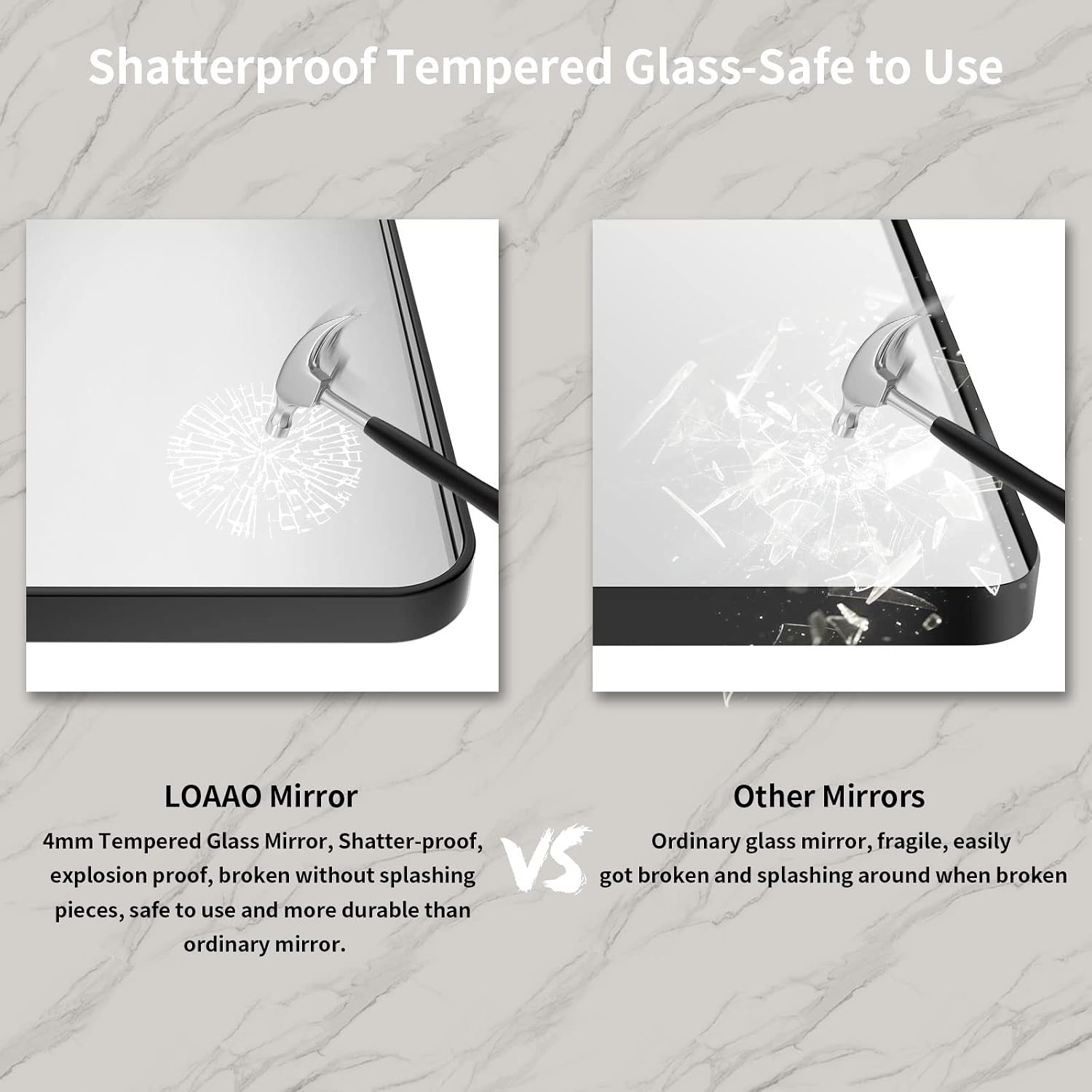 Thumbnail 5 de LOAAO 30 x 36 Inch Bathroom Vanity Mirror, Metal Frame 🪞