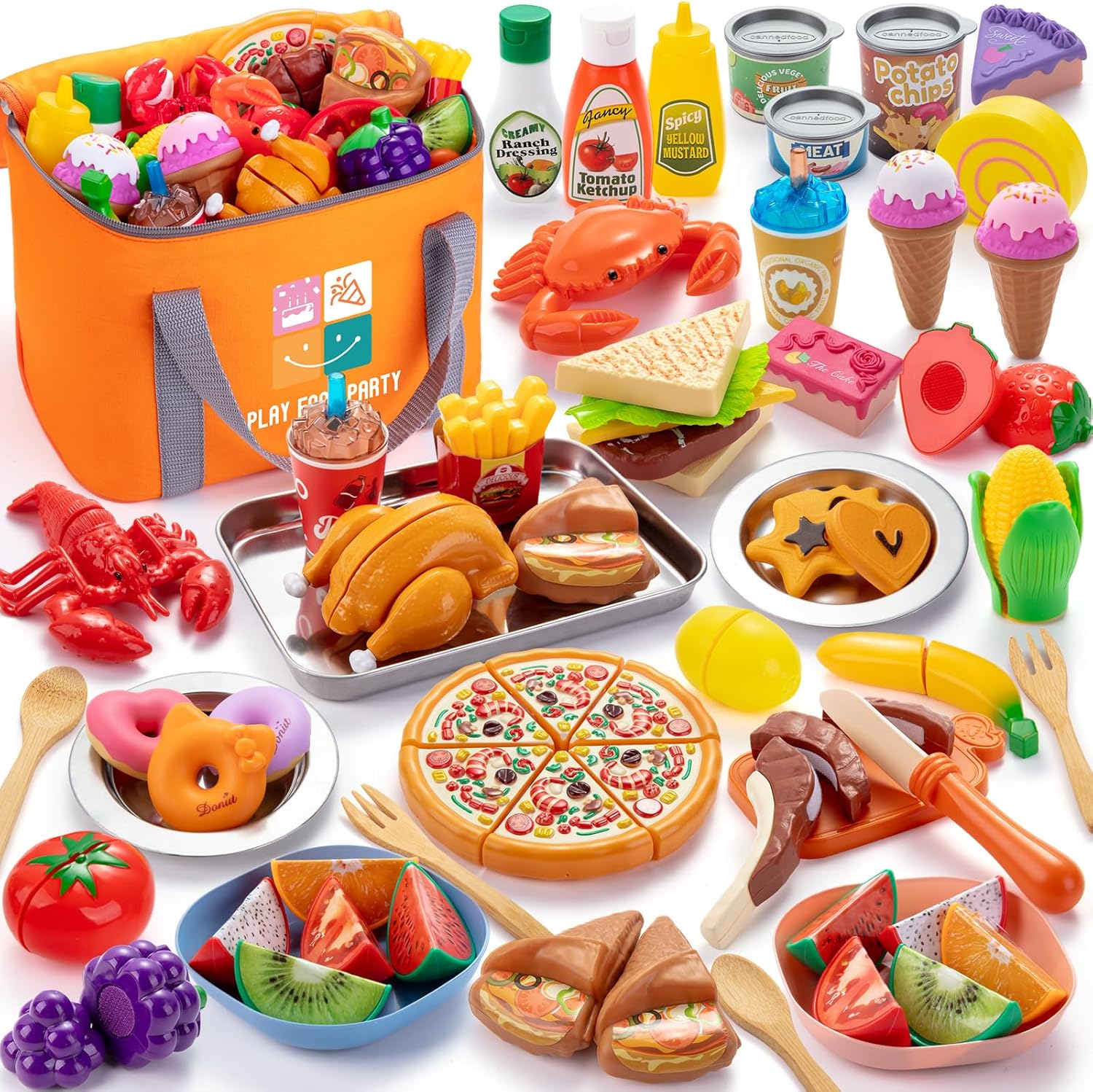 Detalle de Juboury Play food-2501 – kuchnia do zabawy z krojonymi produktami dla dzieci 3+