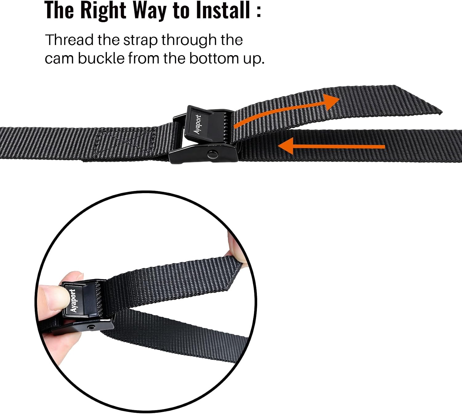 Detalle 2 de Ayaport Lashing Straps with Buckles – 4 Pack, 0.75" x 48", Cam Buckle Tie Down Cinch Straps