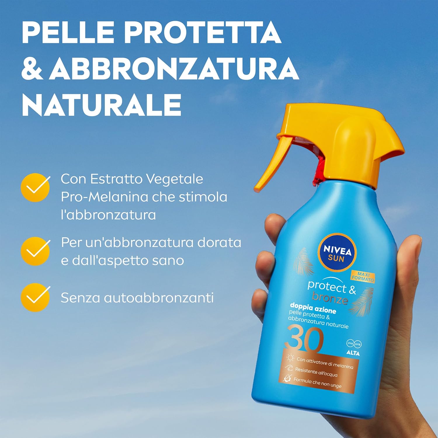 Thumbnail 1 de NIVEA SUN Maxi Crema Solare Spray Protect & Bronze FP30 270 ml – abbronzatura dorata, leggera e resistente all'acqua