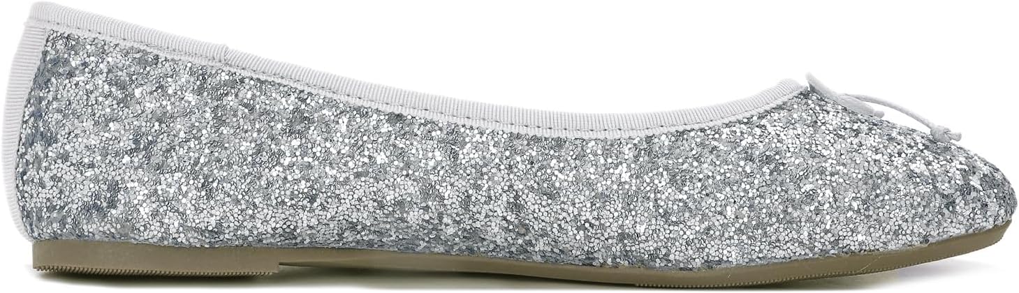 Detalle de Feversole Round Glitter Ballerina Damen – Klassische Ballerinas mit Profilsohle