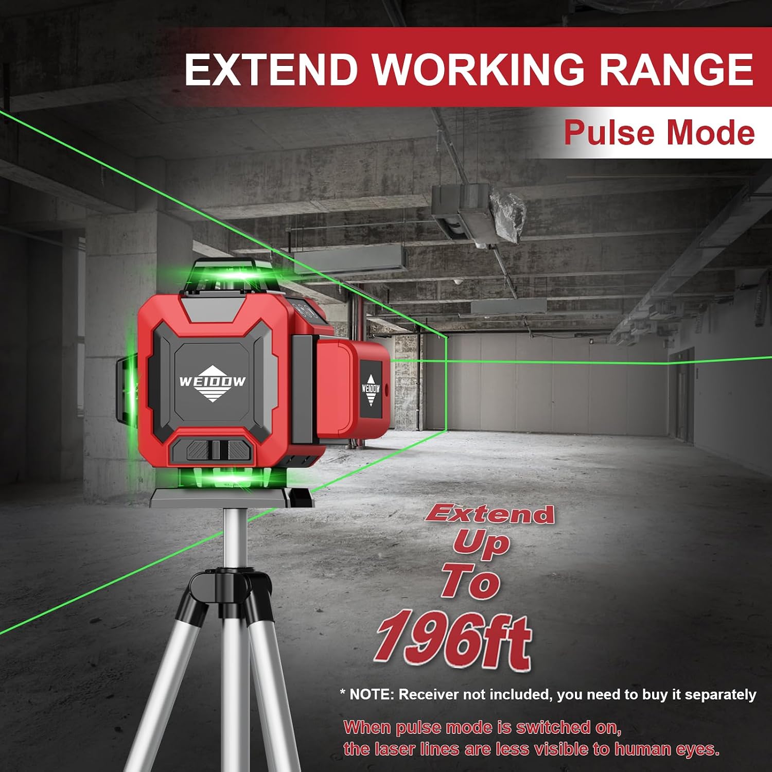 Thumbnail 6 de WEIDDW 1 4x360° Green Laser Level with Self-Leveling and Tripod