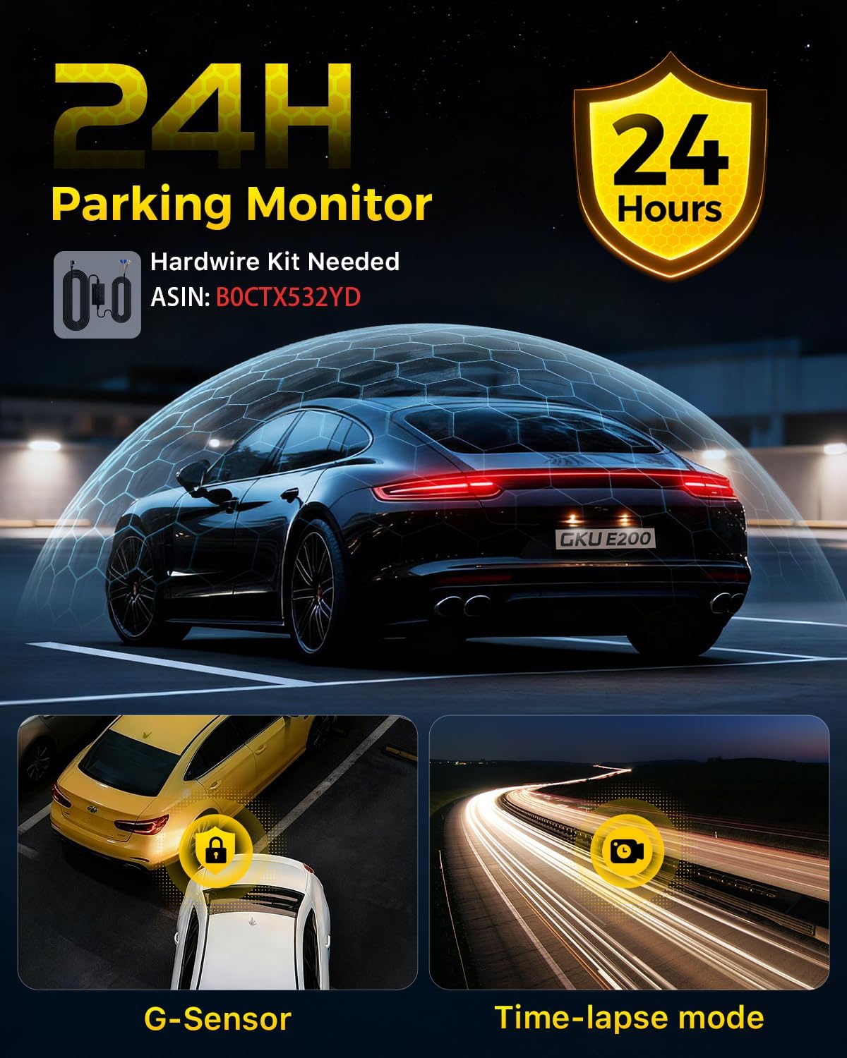 Detalle 2 de GKU 4K+4K Front and Rear Dash Cam with STARVIS 2 IMX675, 5.8GHz WiFi 6, GPS & 24/7 Parking Mode (3" IPS, 128GB included)