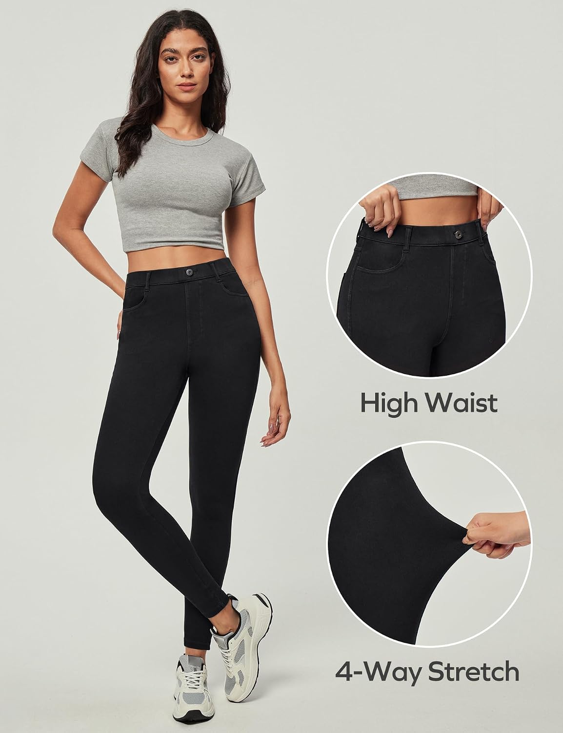 Detalle 2 de Pull-On Jeggings for Women in Stretch Denim