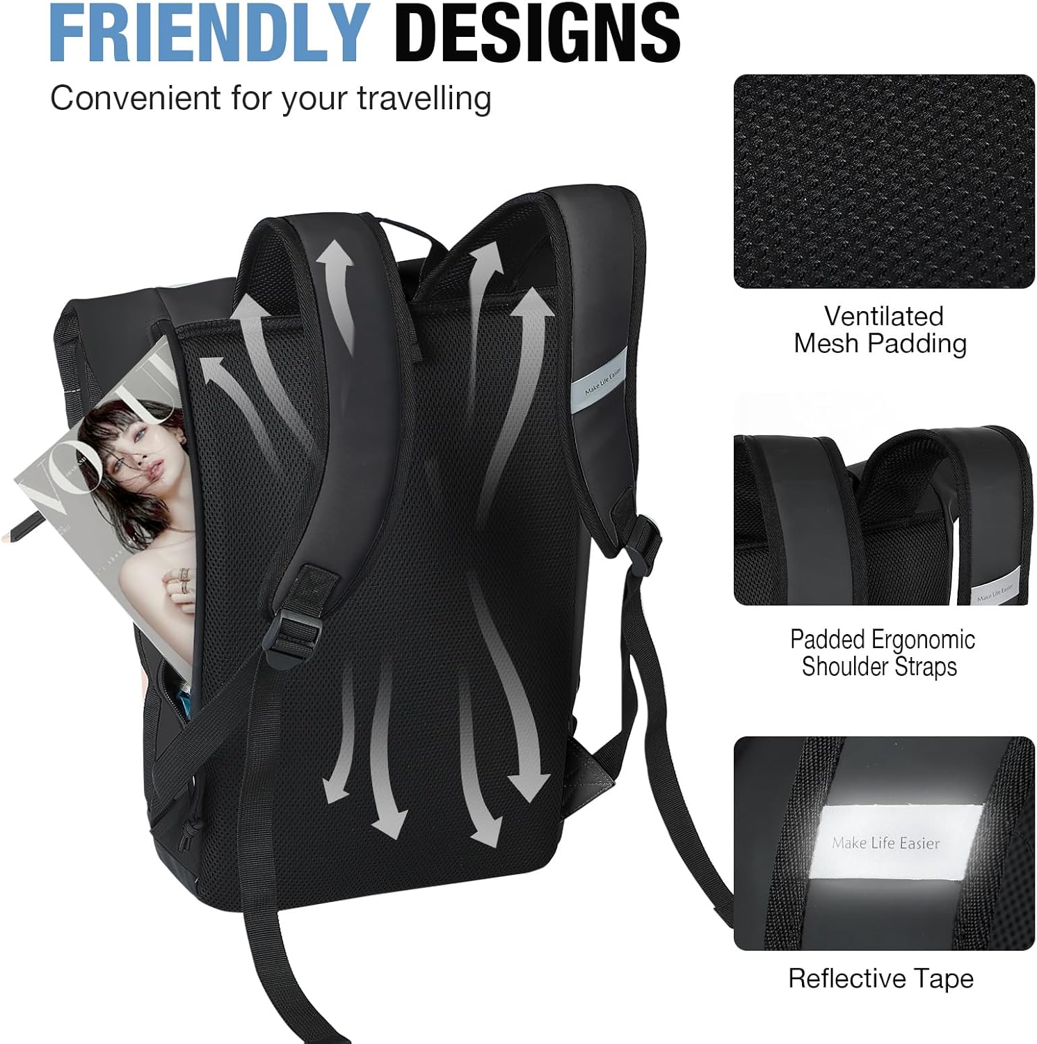 Detalle de Lekeinchi rolltop laptop backpack 19 inch