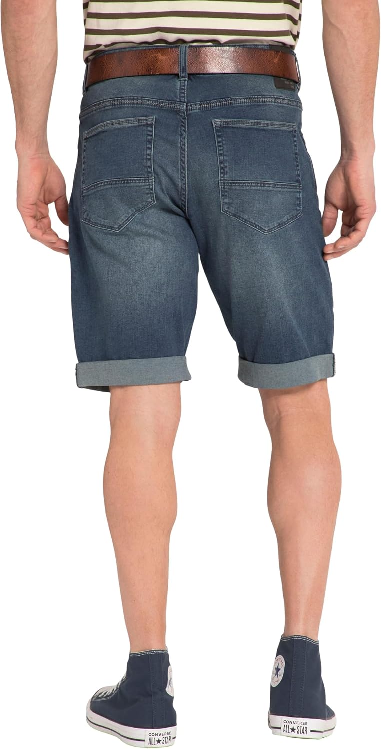 Detalle de JP 1880 Light Weight Denim Bermuda pour homme – Denim bleu foncé, coupe régulière