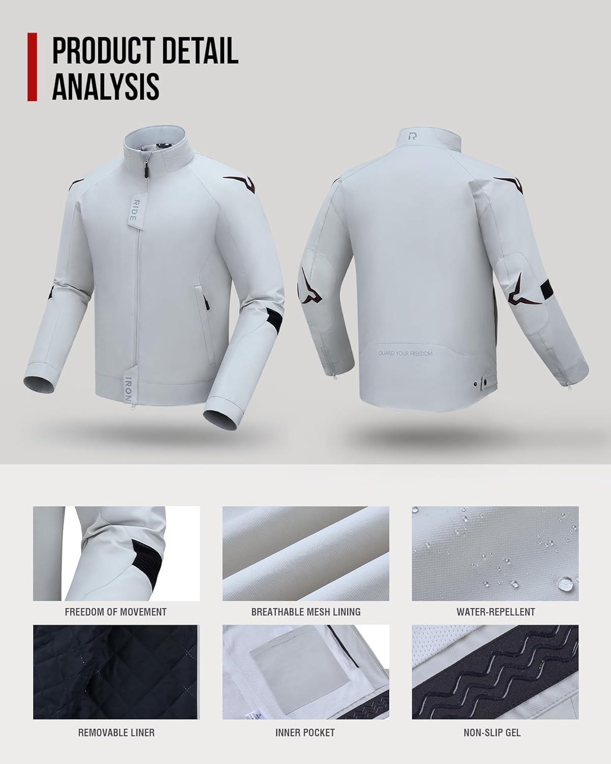 Thumbnail 3 de RIDEIRON Giacca Moto Uomo 4 Stagioni con fodera termica rimovibile e protezioni CE rimovibili