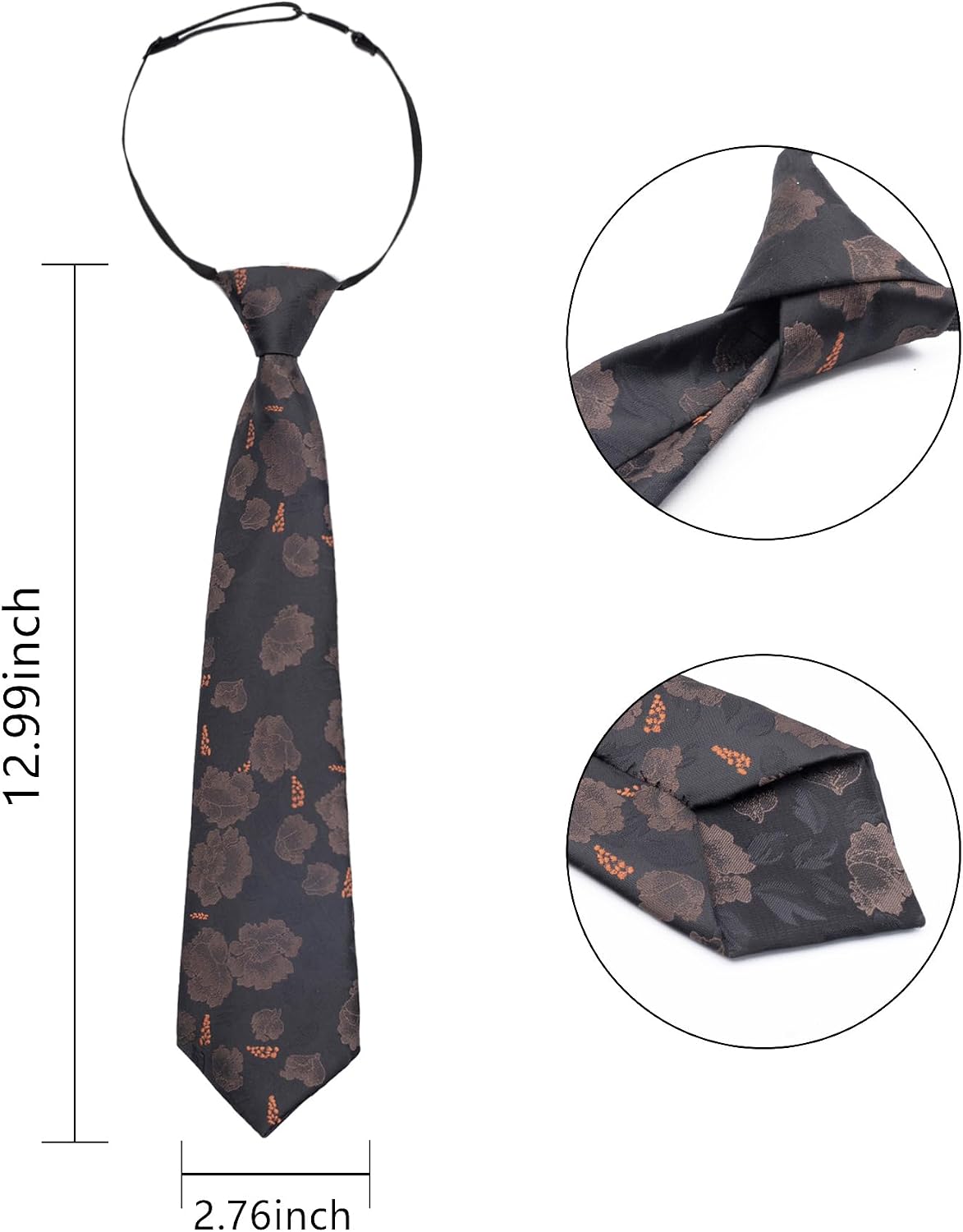 Detalle de Alizeal Boys Floral 7cm Pre-Tied Necktie, 13in Length – Elastic, Adjustable for Graduation, School or Wedding