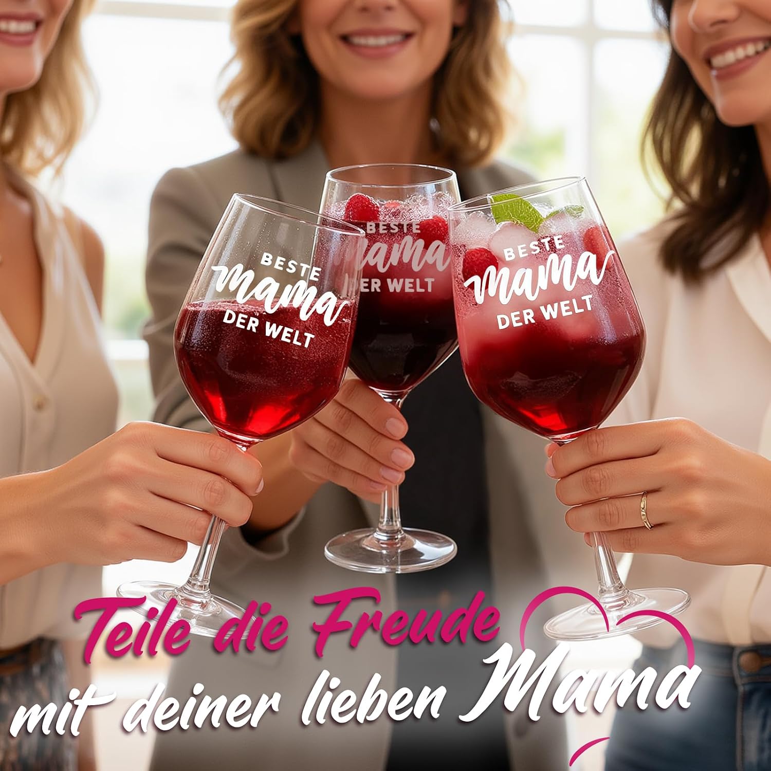 Thumbnail 6 de KEZKALS Geschenke für Mama: Weinglas-Set inkl. Karte & Schlüsselanhänger