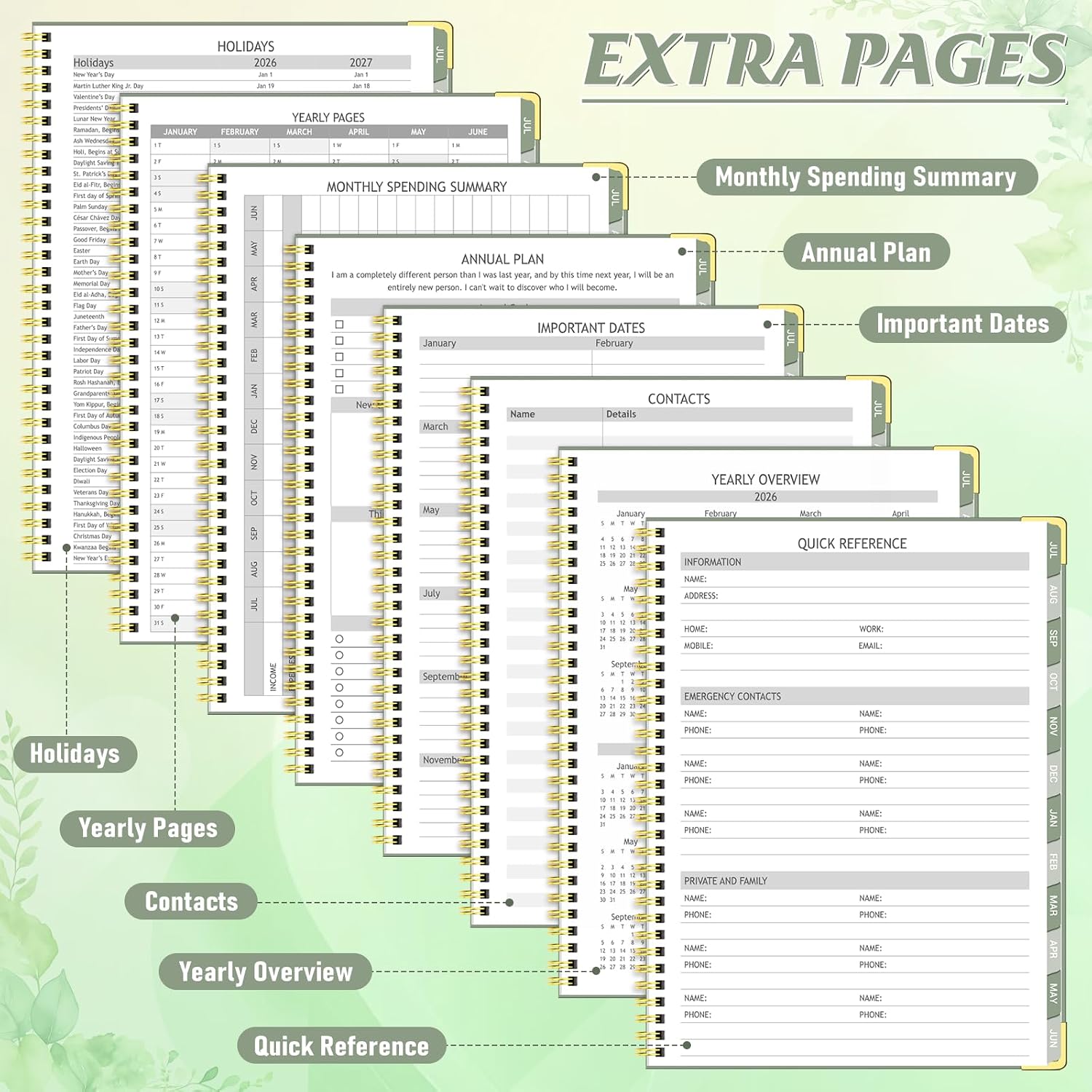 Detalle de Homlive Appointment Book 2026-2027, 30-Minute Weekly Planner, 8.5" × 11", Green