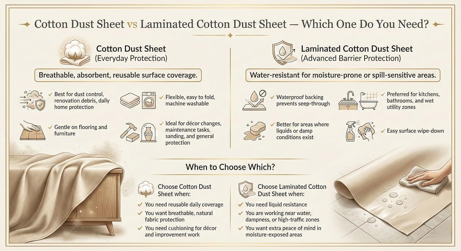 Thumbnail 5 de 9Threads Cotton Dust Sheets for Stairs: Washable, Reusable Protection for Decorating and Renovation