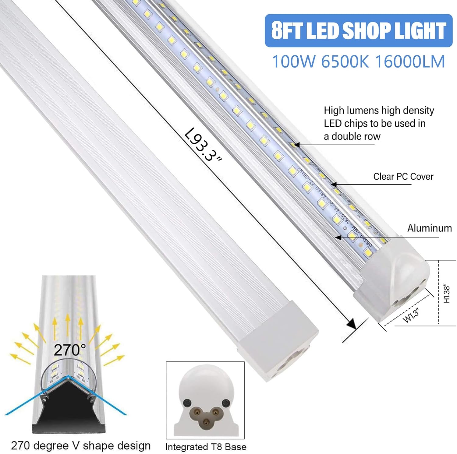 Thumbnail 1 de Henwsi LED Shop Lights 8-Foot